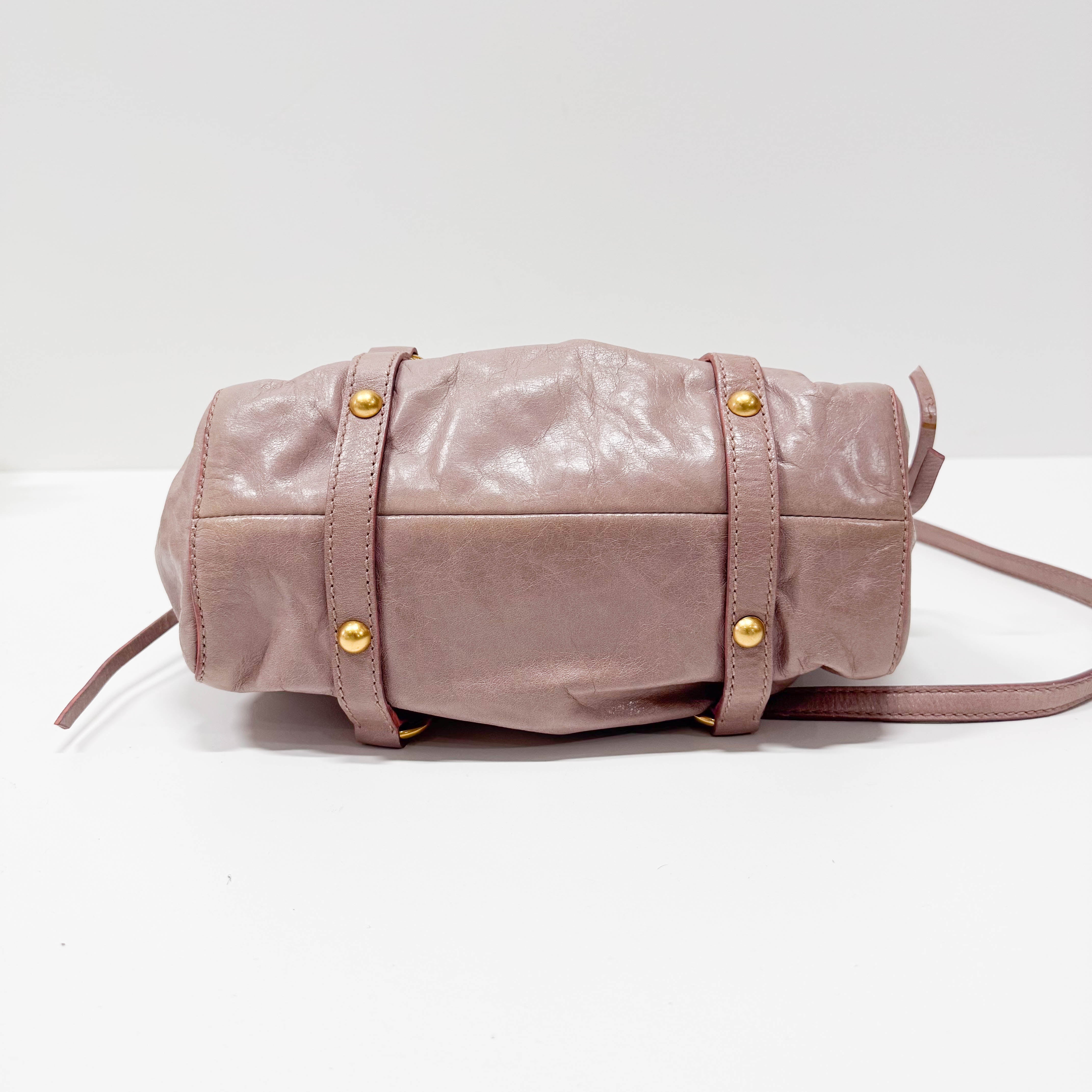 Vitello Pink Calfskin Leather Two Way Bag