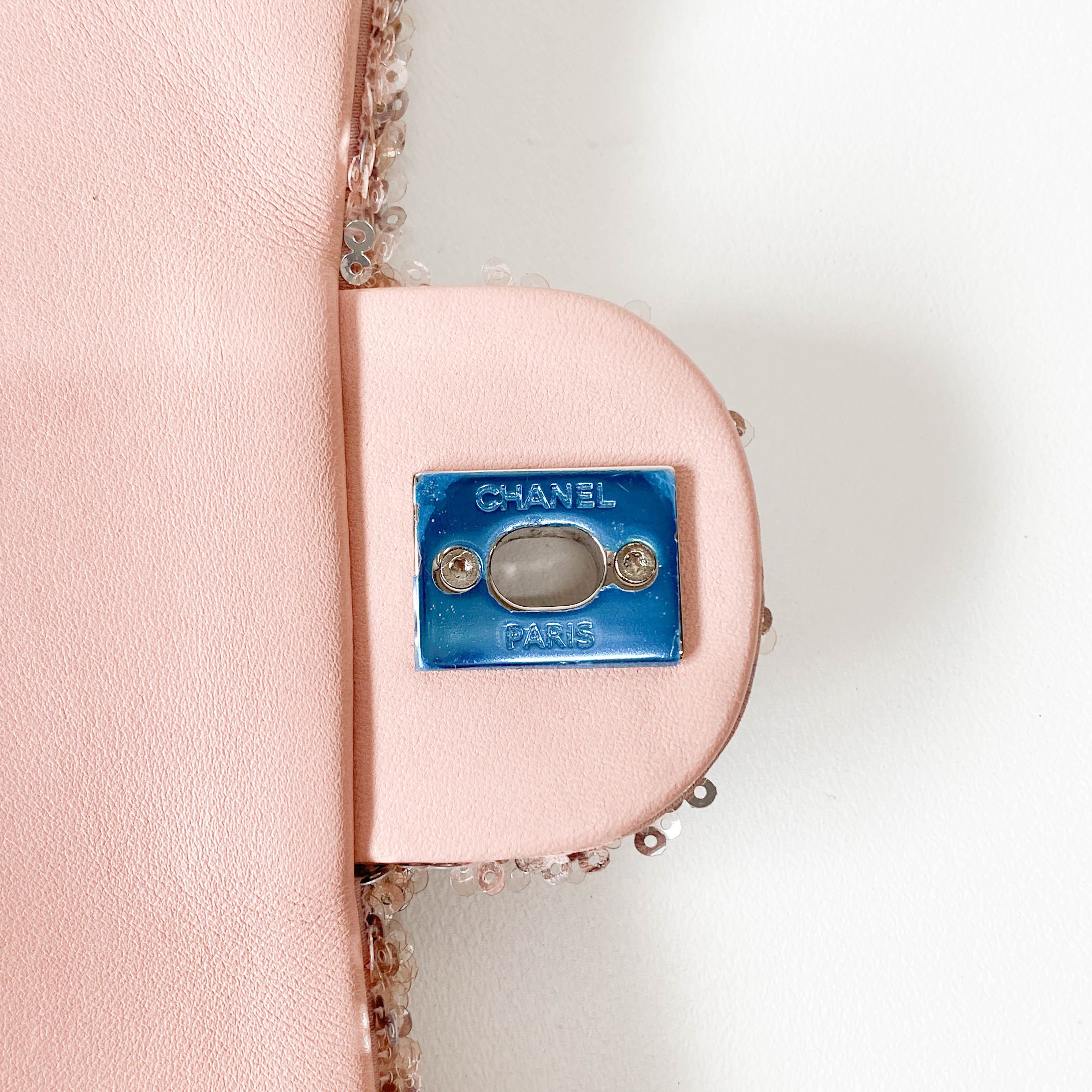 Timeless Classic Small Rose-gold Sequin Bag with Glitter CC Lock