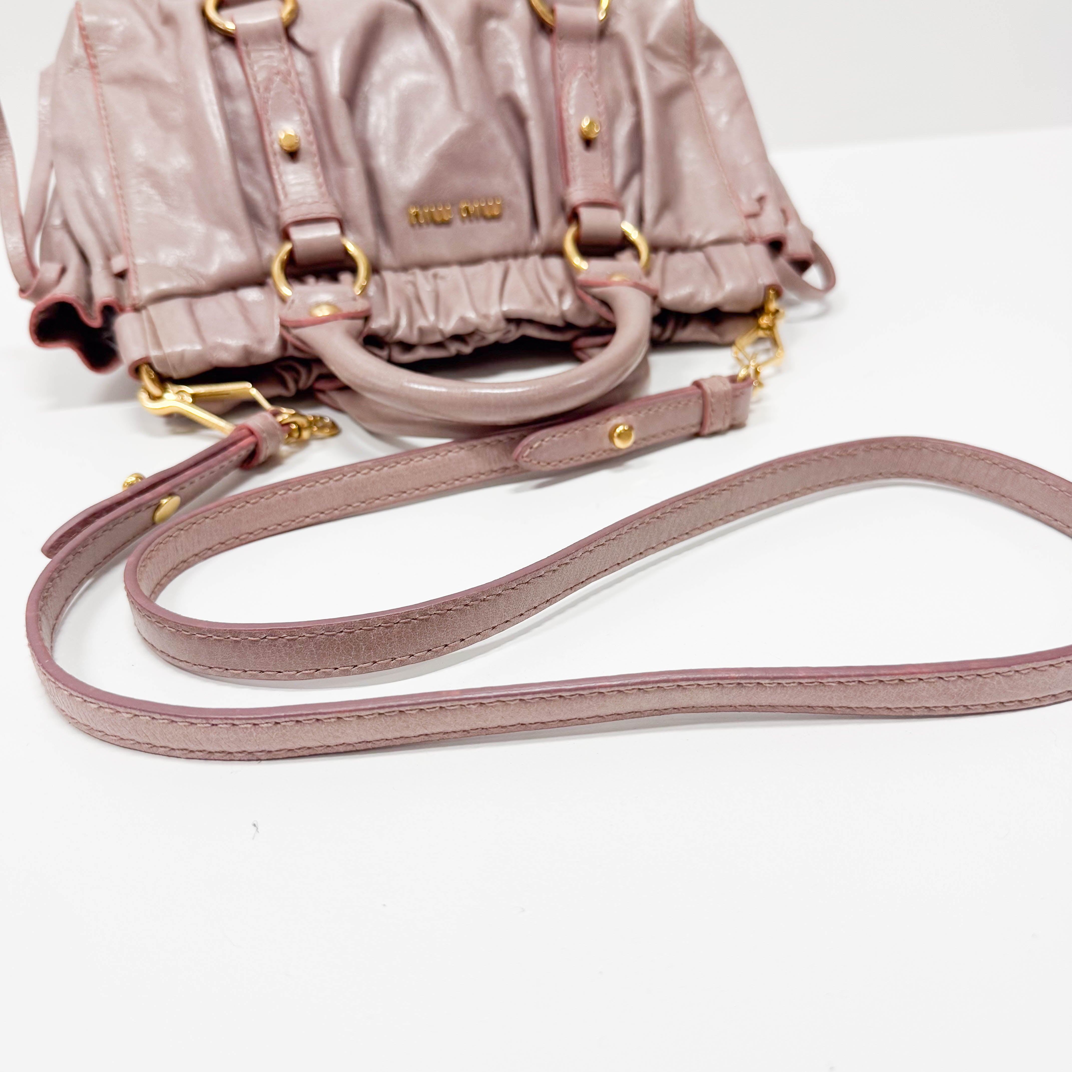 Vitello Pink Calfskin Leather Two Way Bag