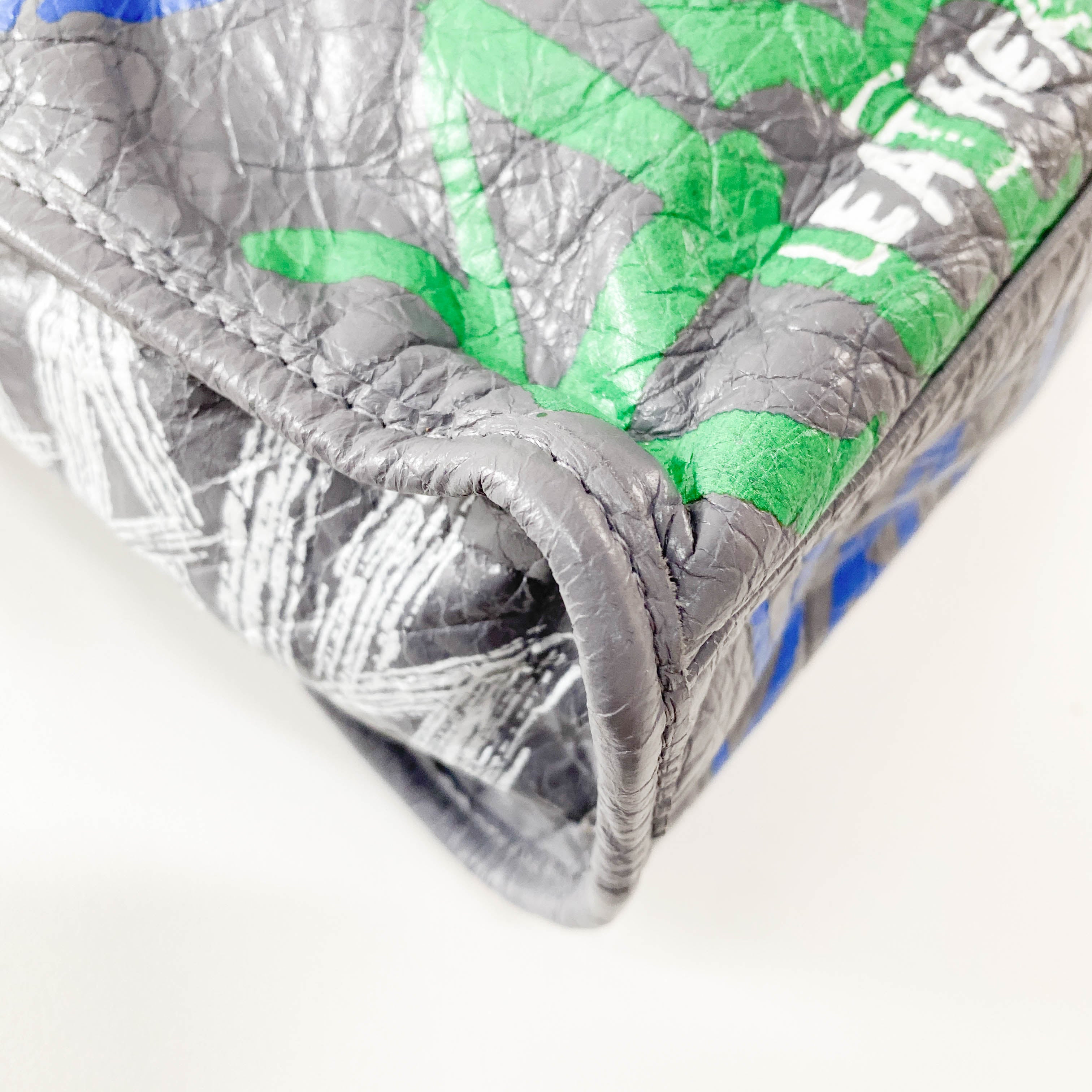 Balenciaga Gray Leather Graffiti Handbag