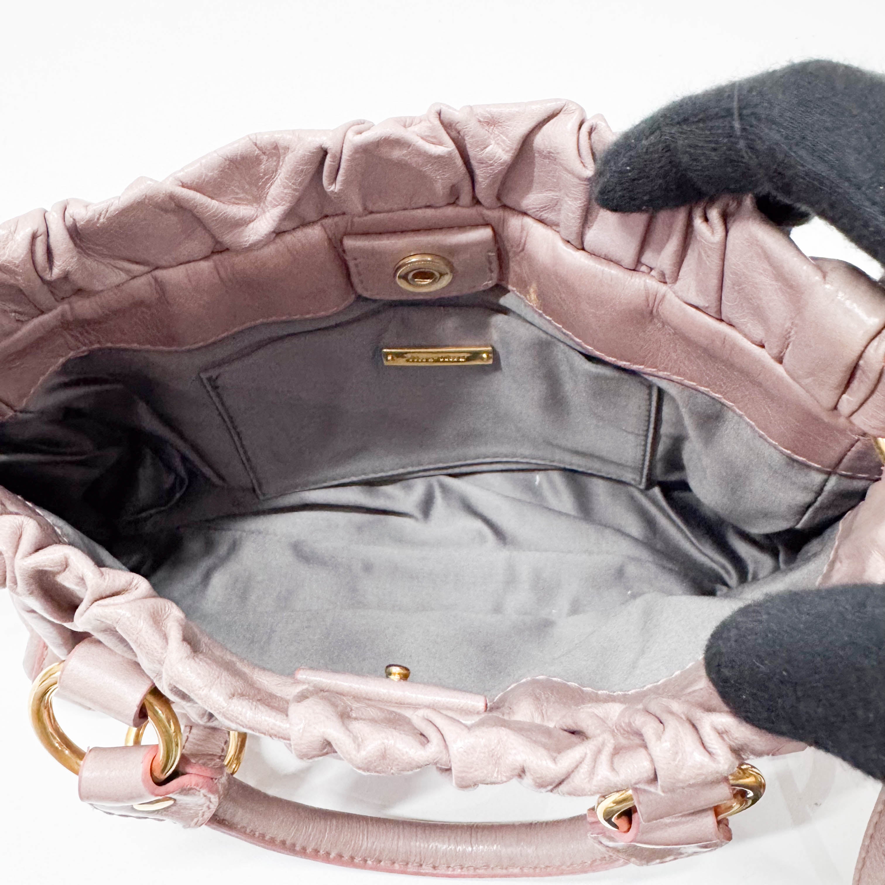 Vitello Pink Calfskin Leather Two Way Bag