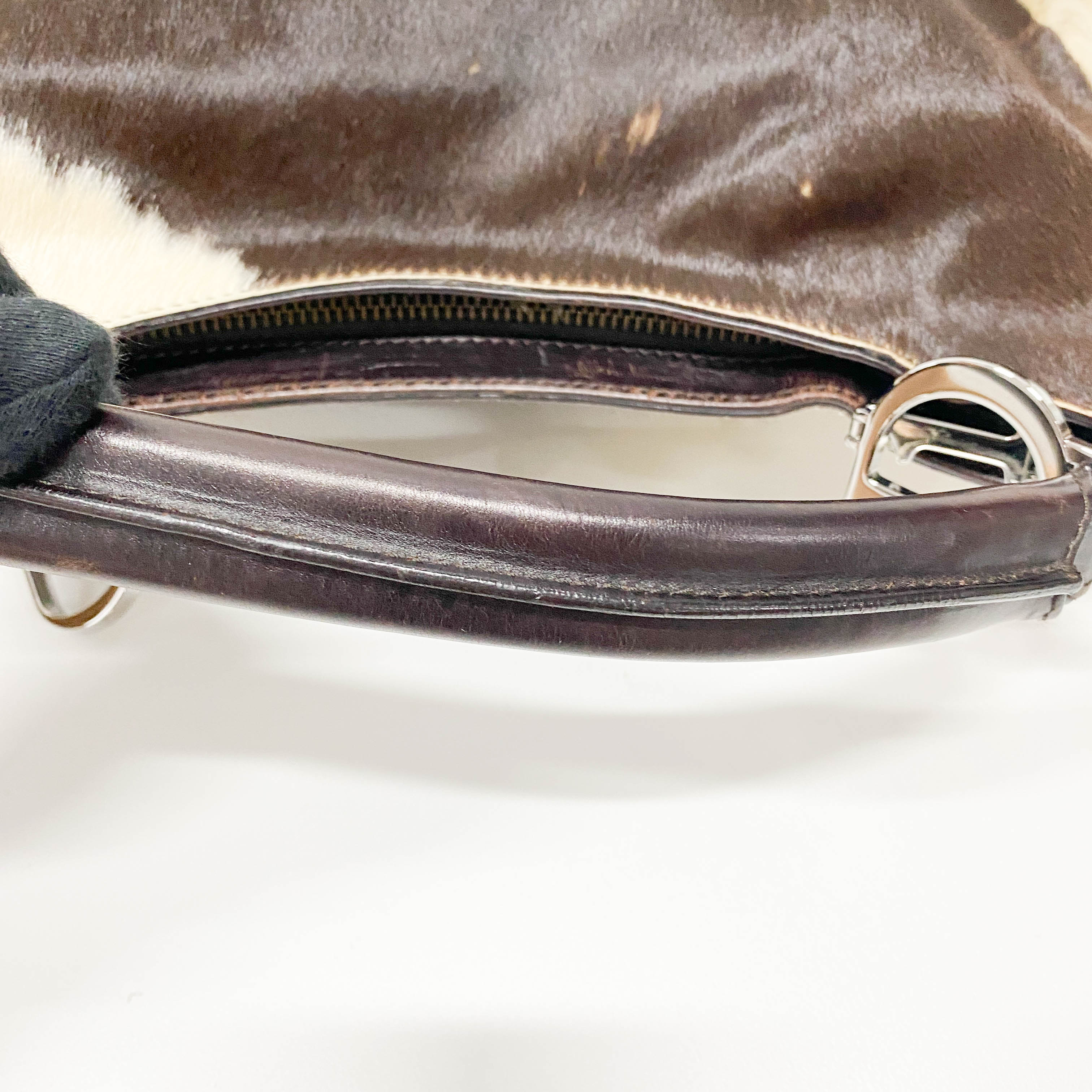 White & Black Cow Print Pony Hair Shoulder Bag