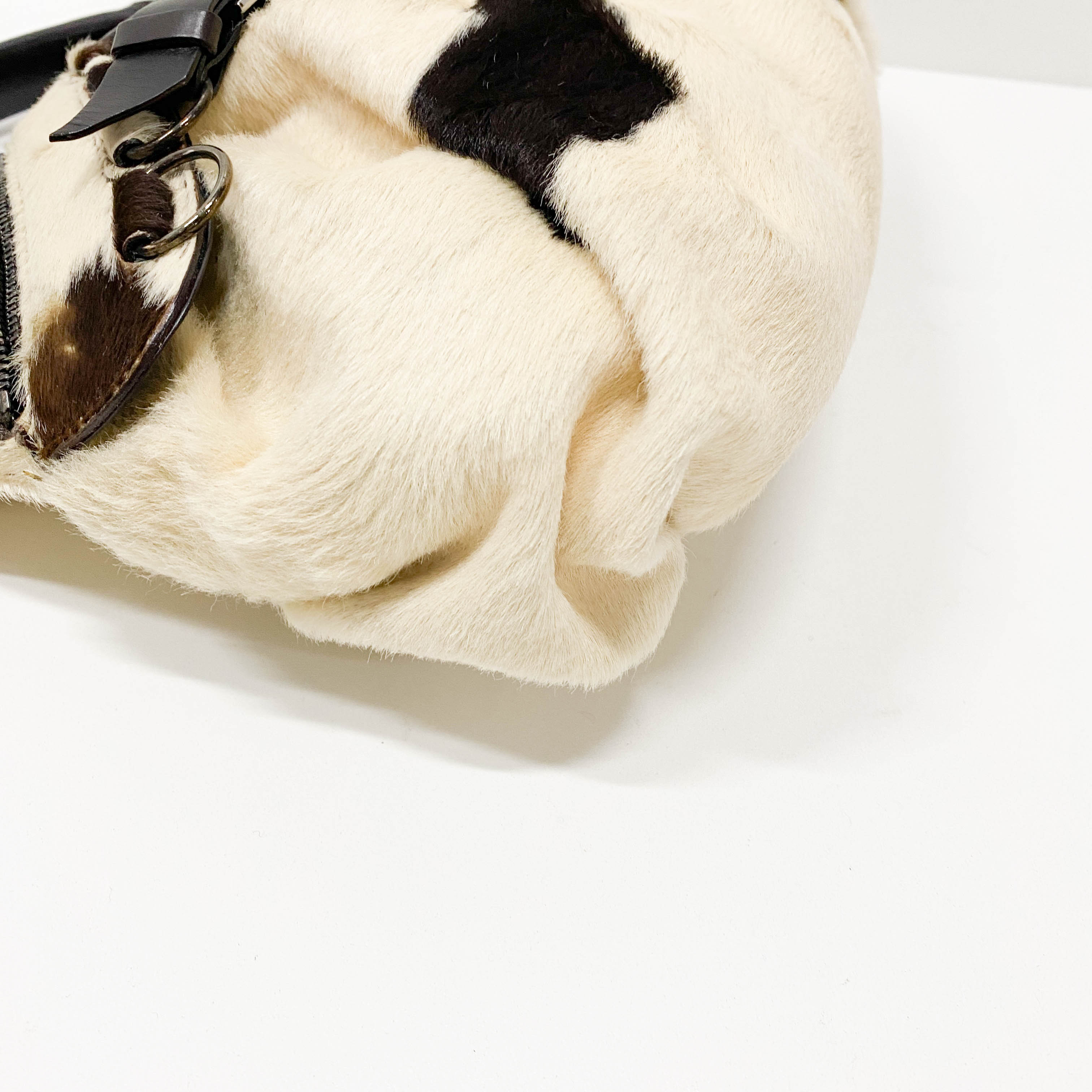 White & Black Cow Print Pony Hair Shoulder Bag