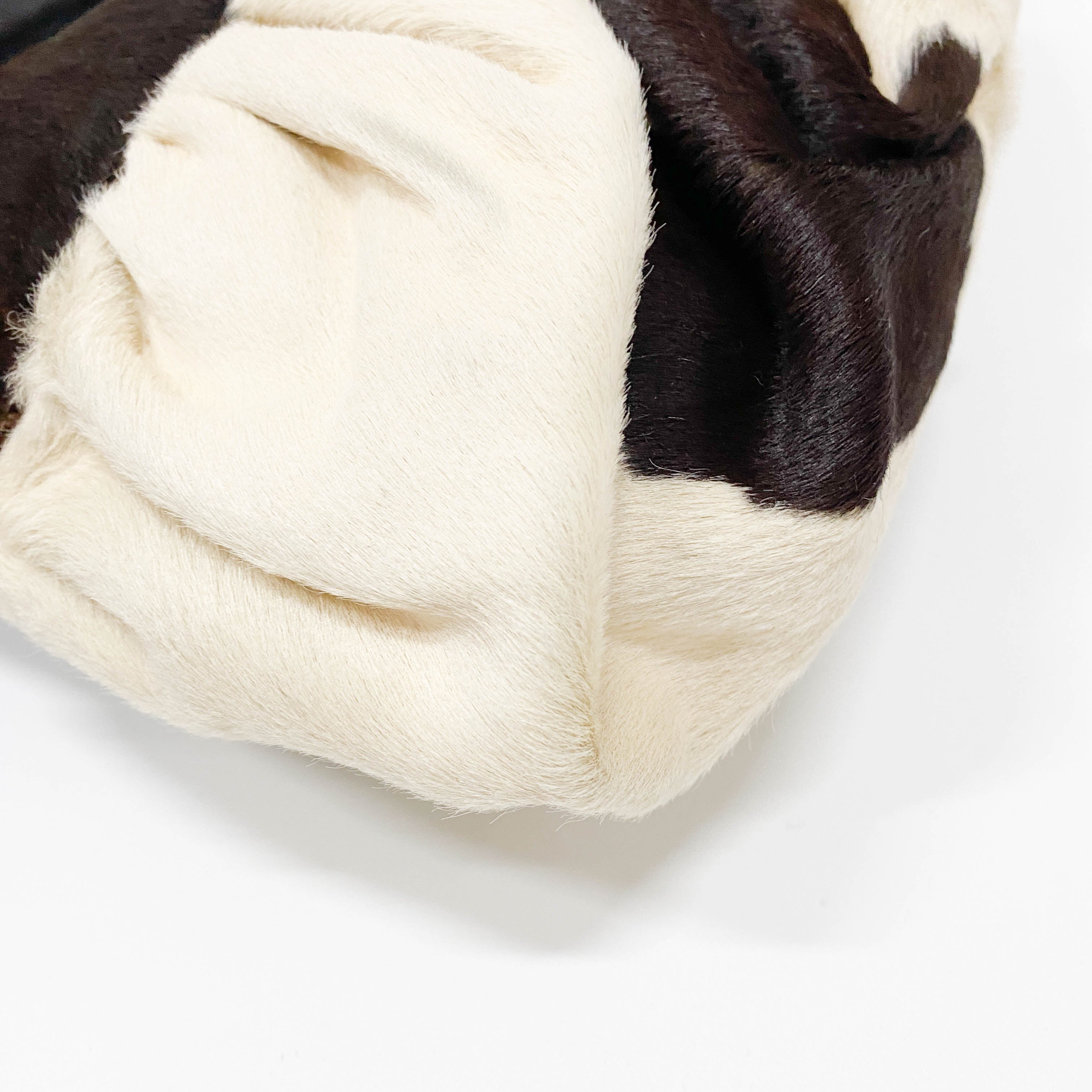 White & Black Cow Print Pony Hair Shoulder Bag