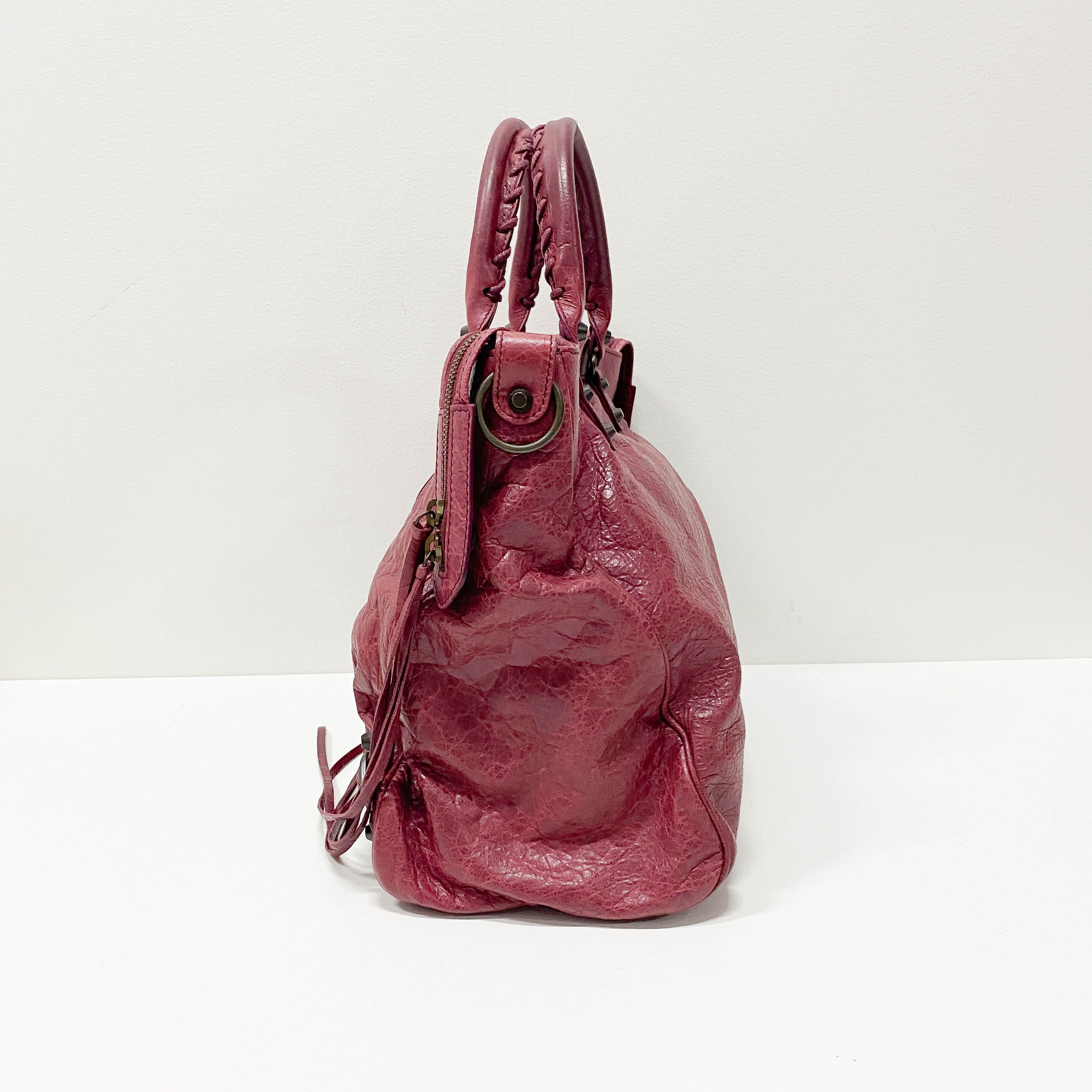 Classic Velo Maroon Leather Shoulder Bag