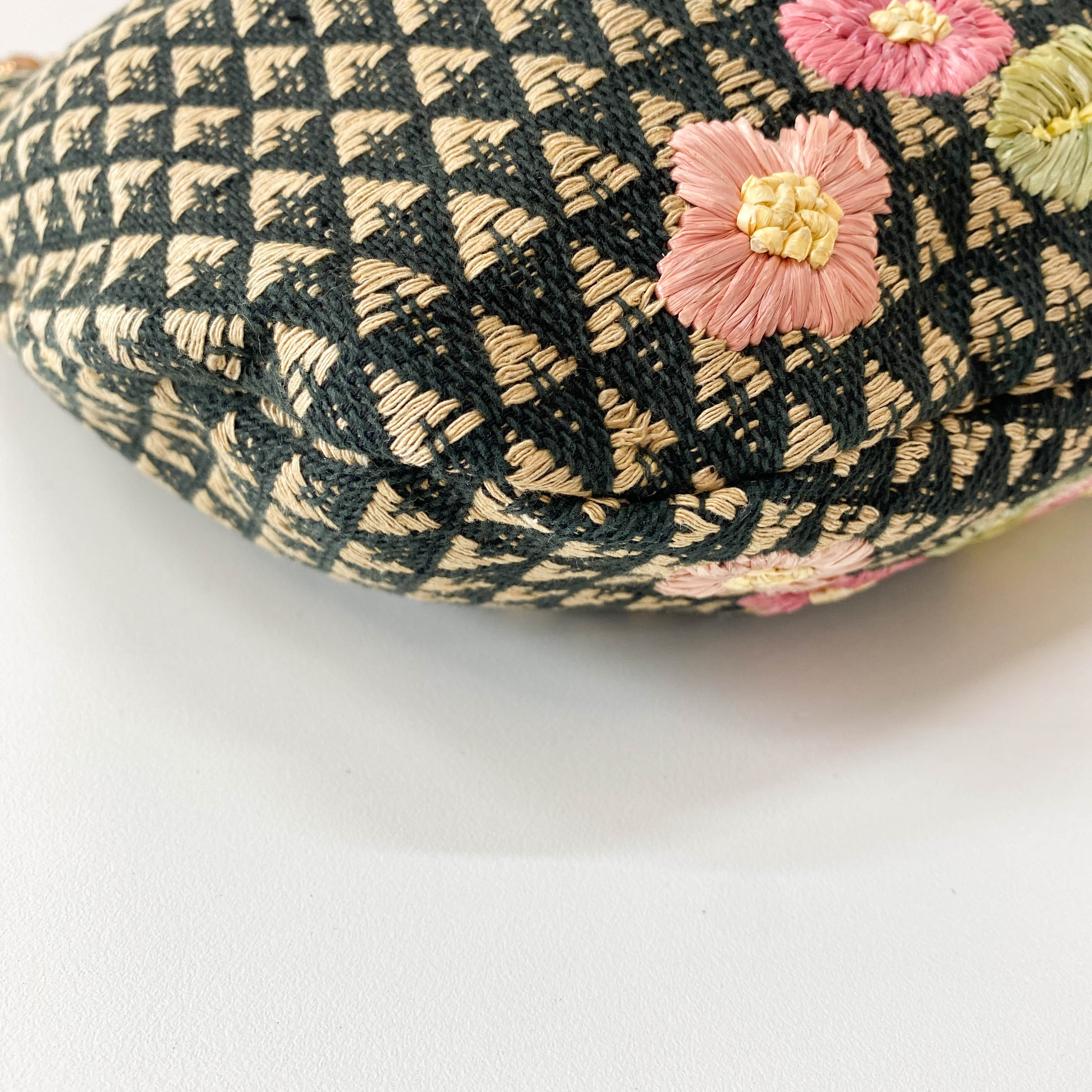 Bamboo Raffia Flower Embroidered Shoulder Bag