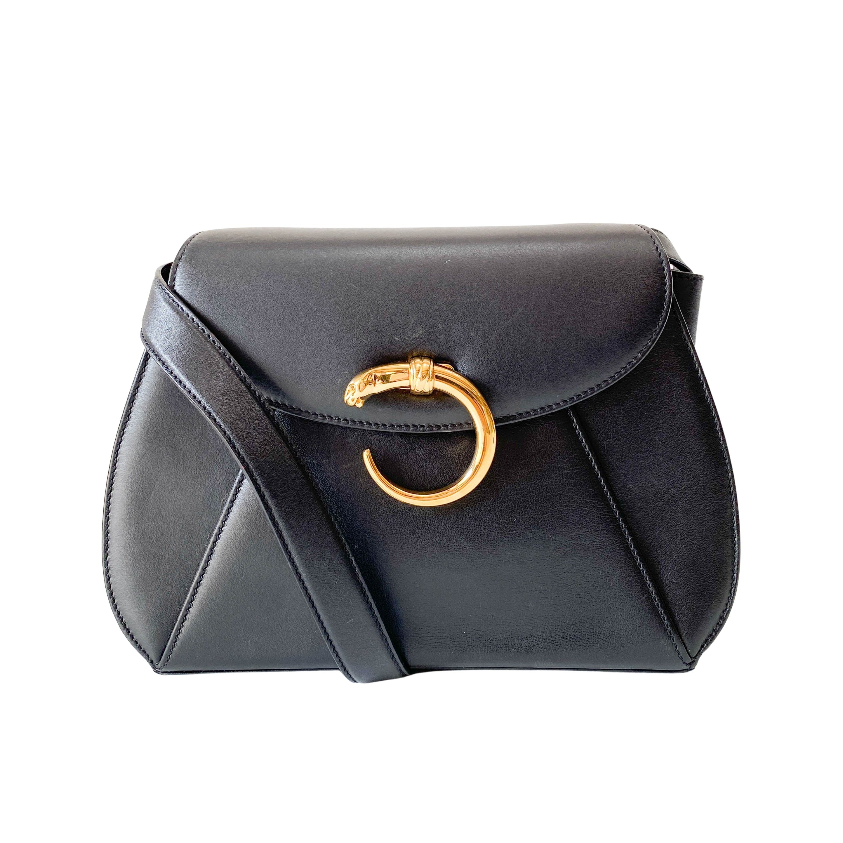 Panthère Black Leather Shoulder Bag