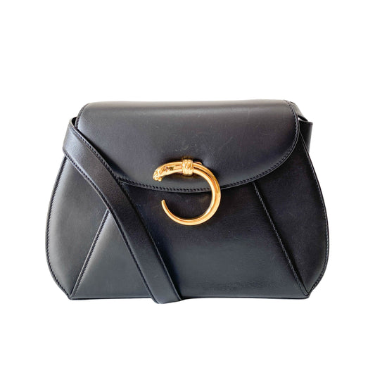 Panthère Black Leather Shoulder Bag