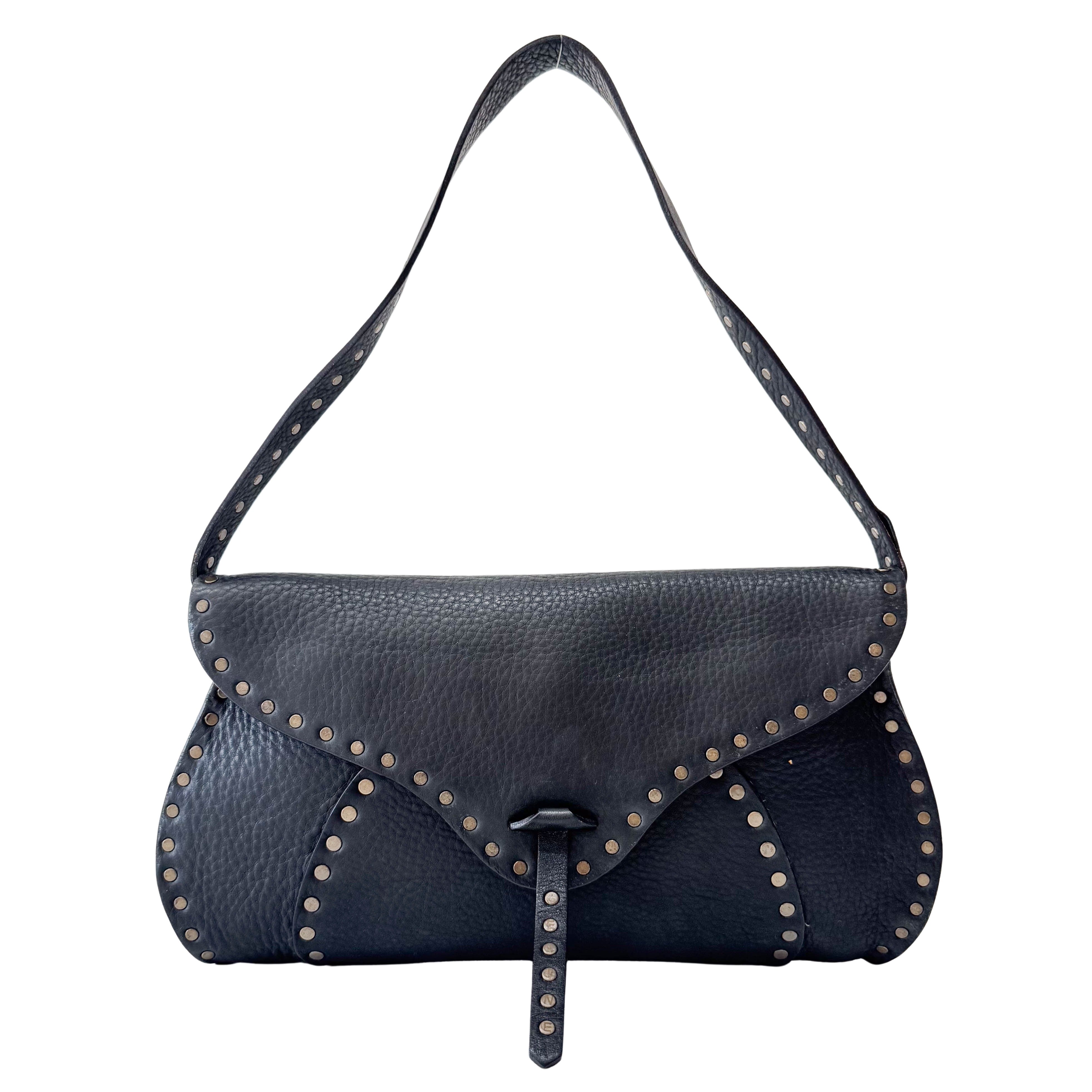 Black Leather Studs Shoulder Bag