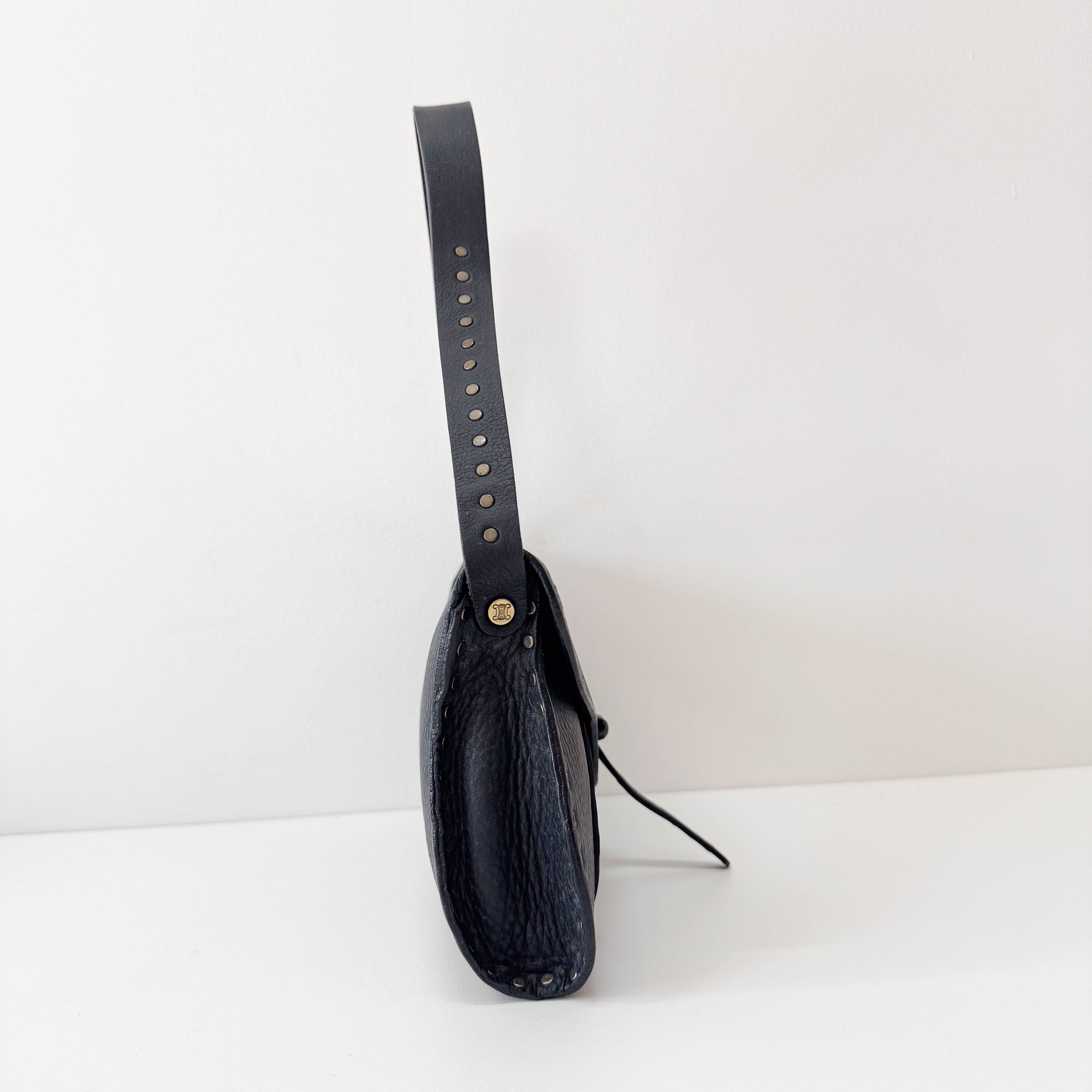 Black Leather Studs Shoulder Bag