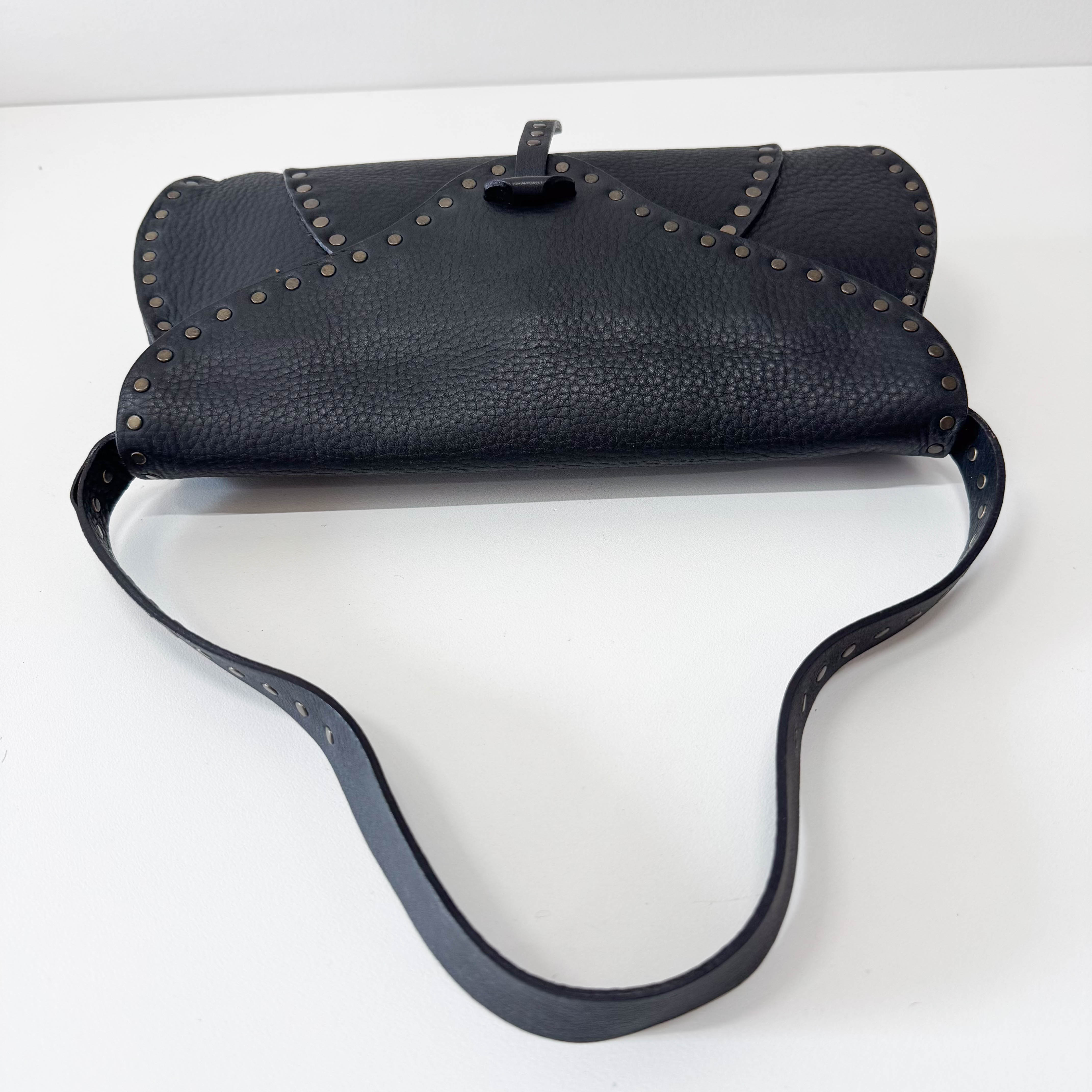 Black Leather Studs Shoulder Bag