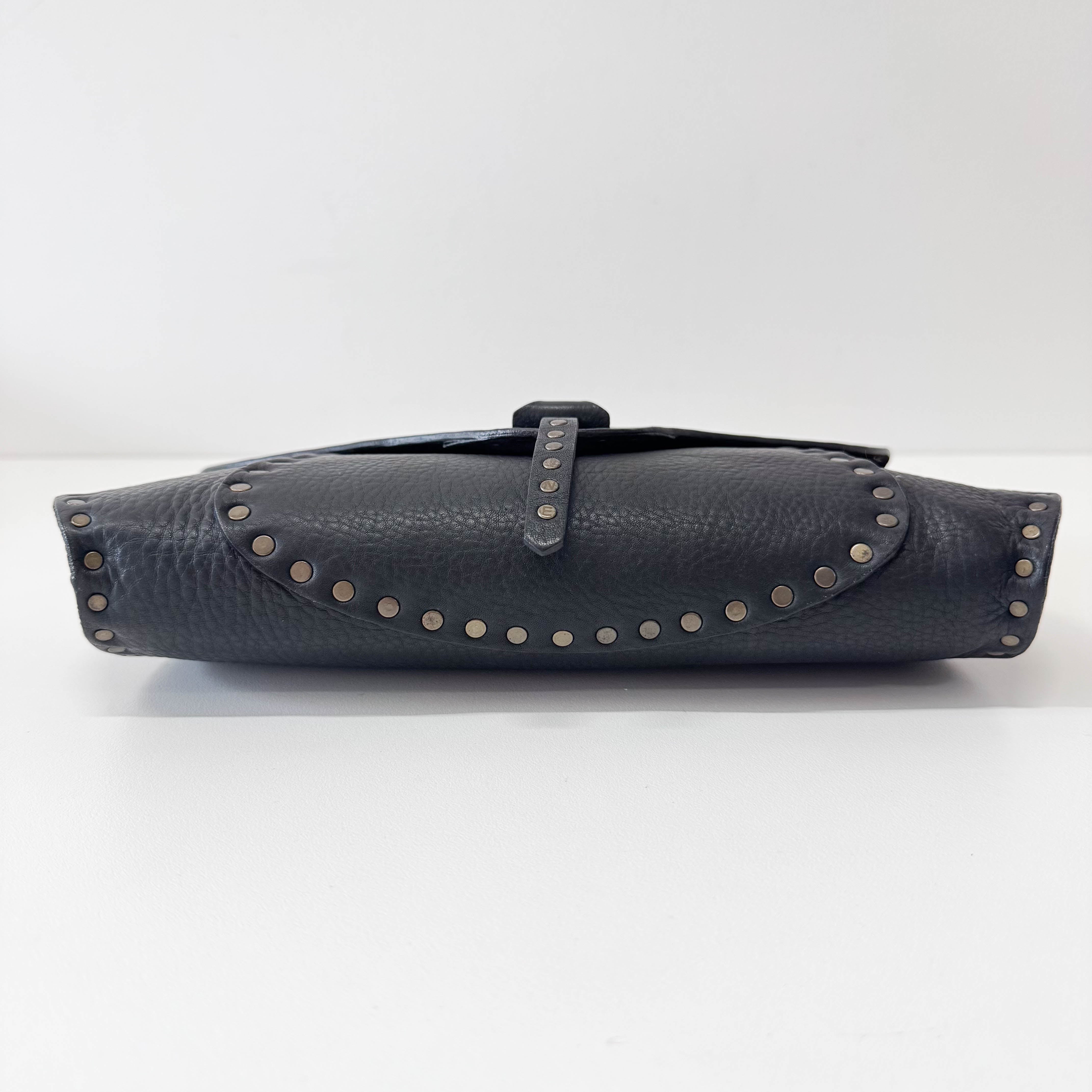 Black Leather Studs Shoulder Bag