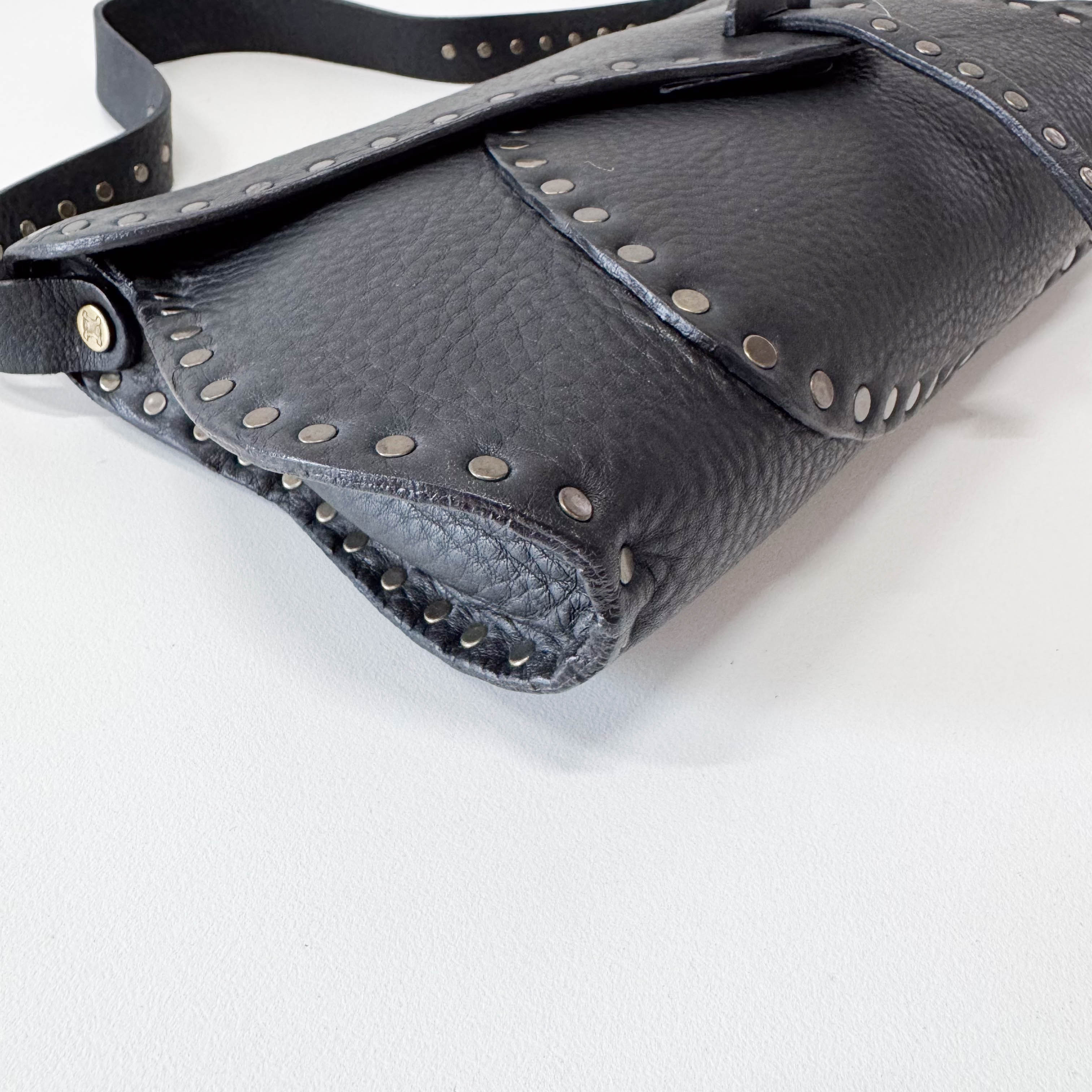 Black Leather Studs Shoulder Bag