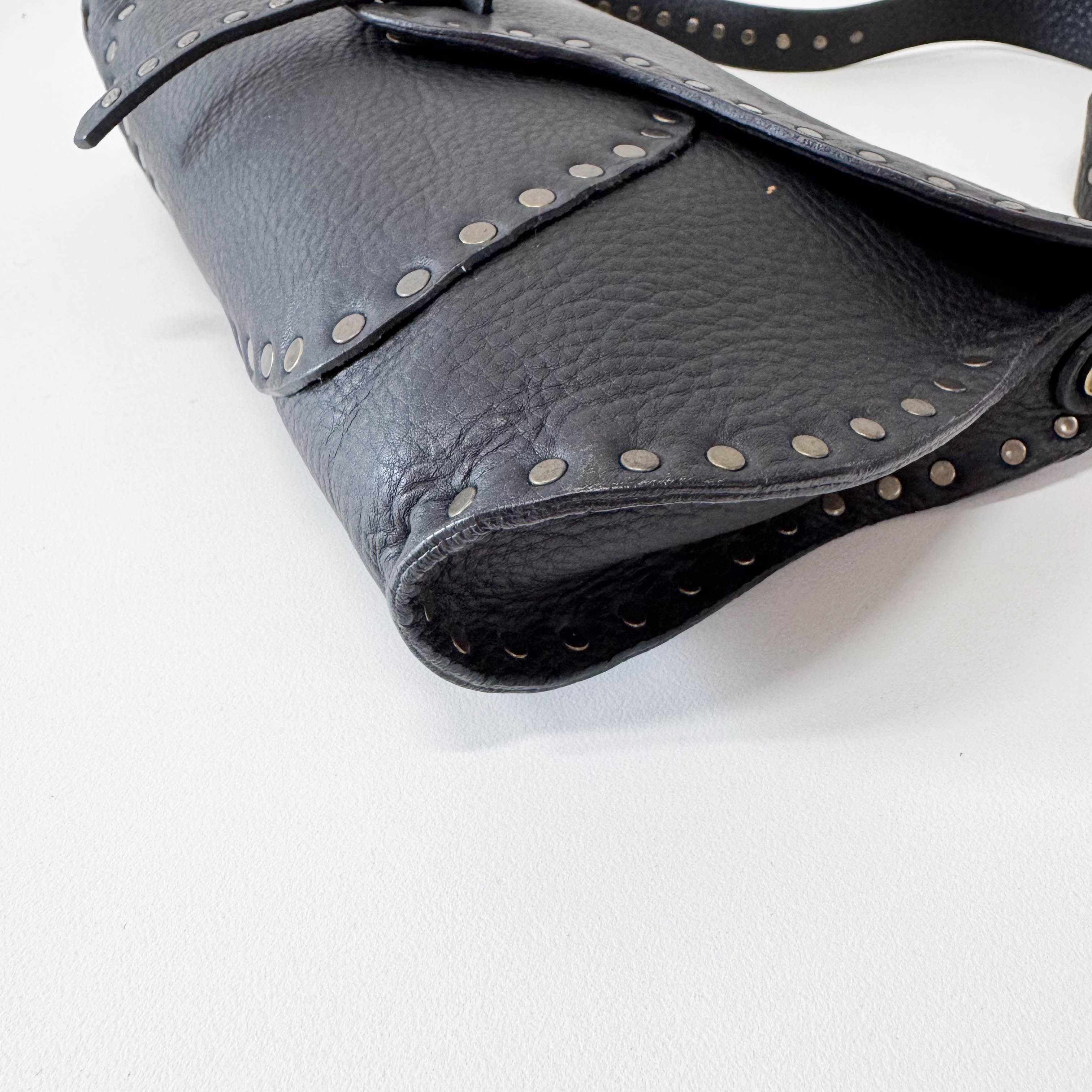 Black Leather Studs Shoulder Bag