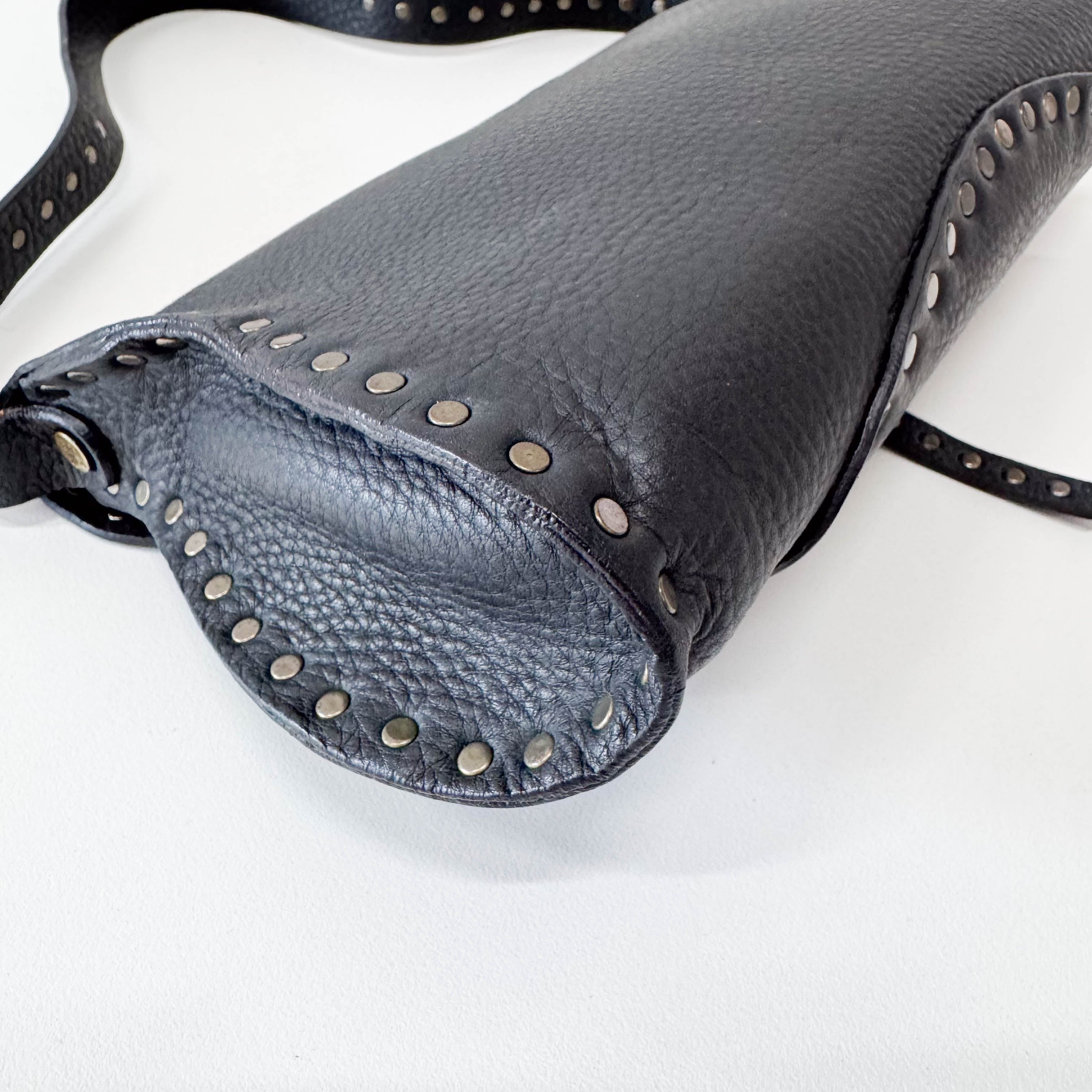 Black Leather Studs Shoulder Bag