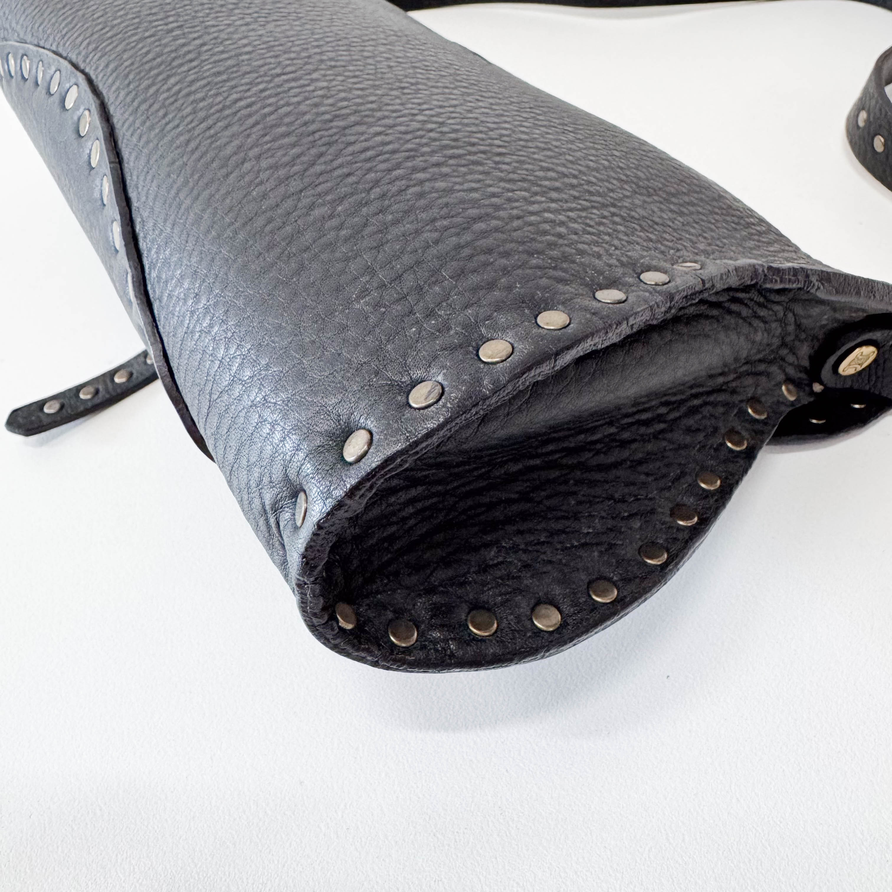 Black Leather Studs Shoulder Bag