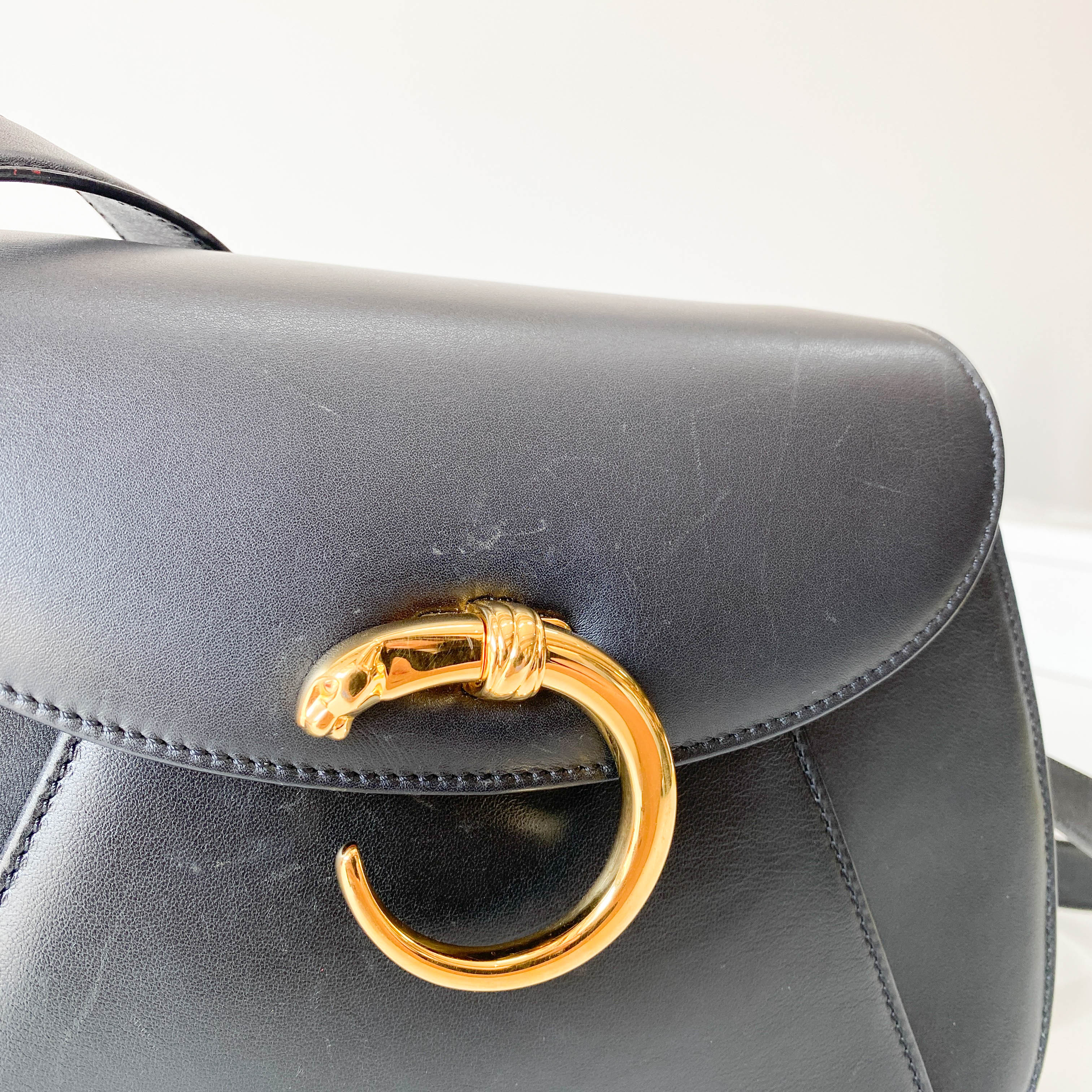Panthère Black Leather Shoulder Bag