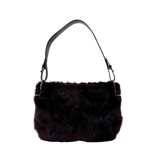 Vintage Burgundy Fur Shoulder Bag
