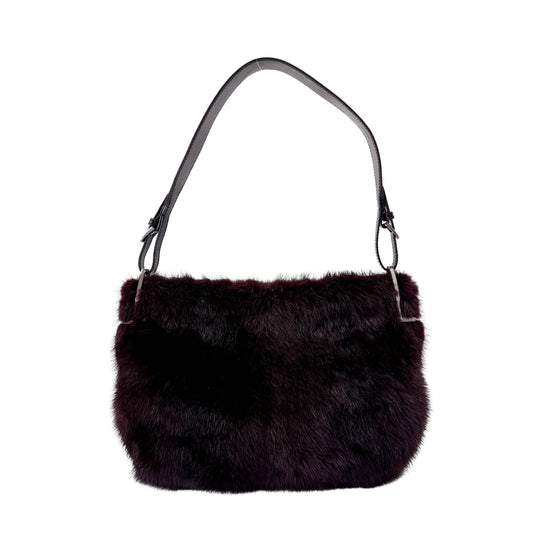 Vintage Burgundy Fur Shoulder Bag