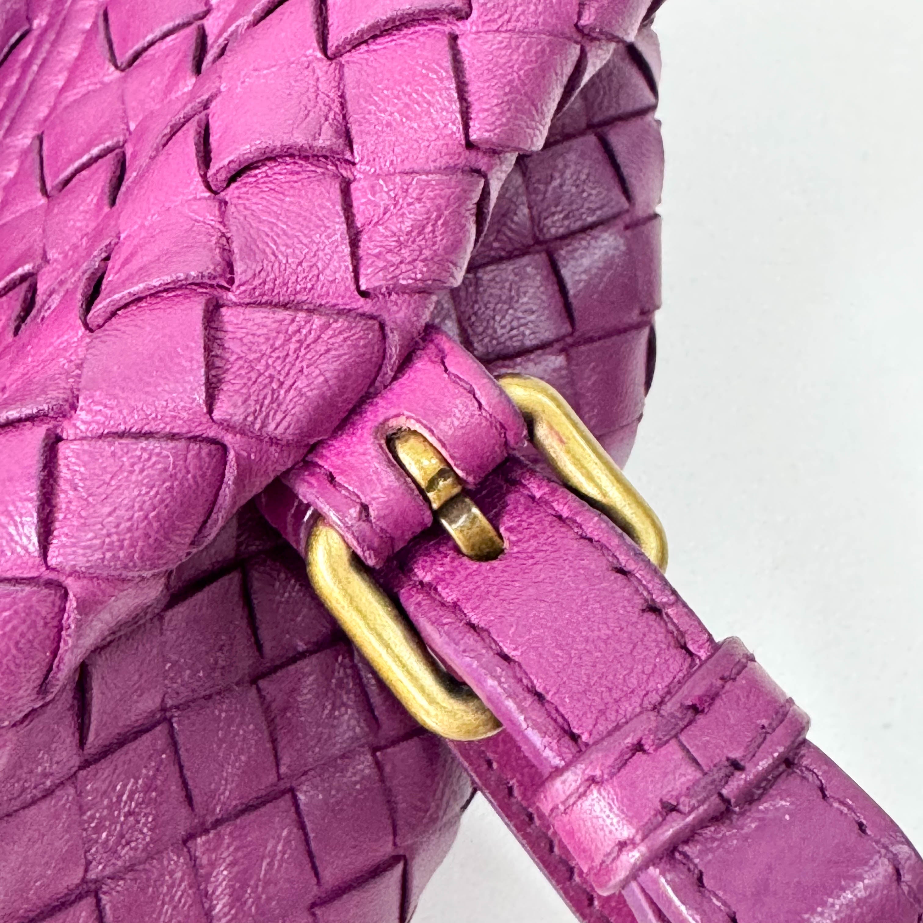 Intrecciato Purple Leather Bowling Bag