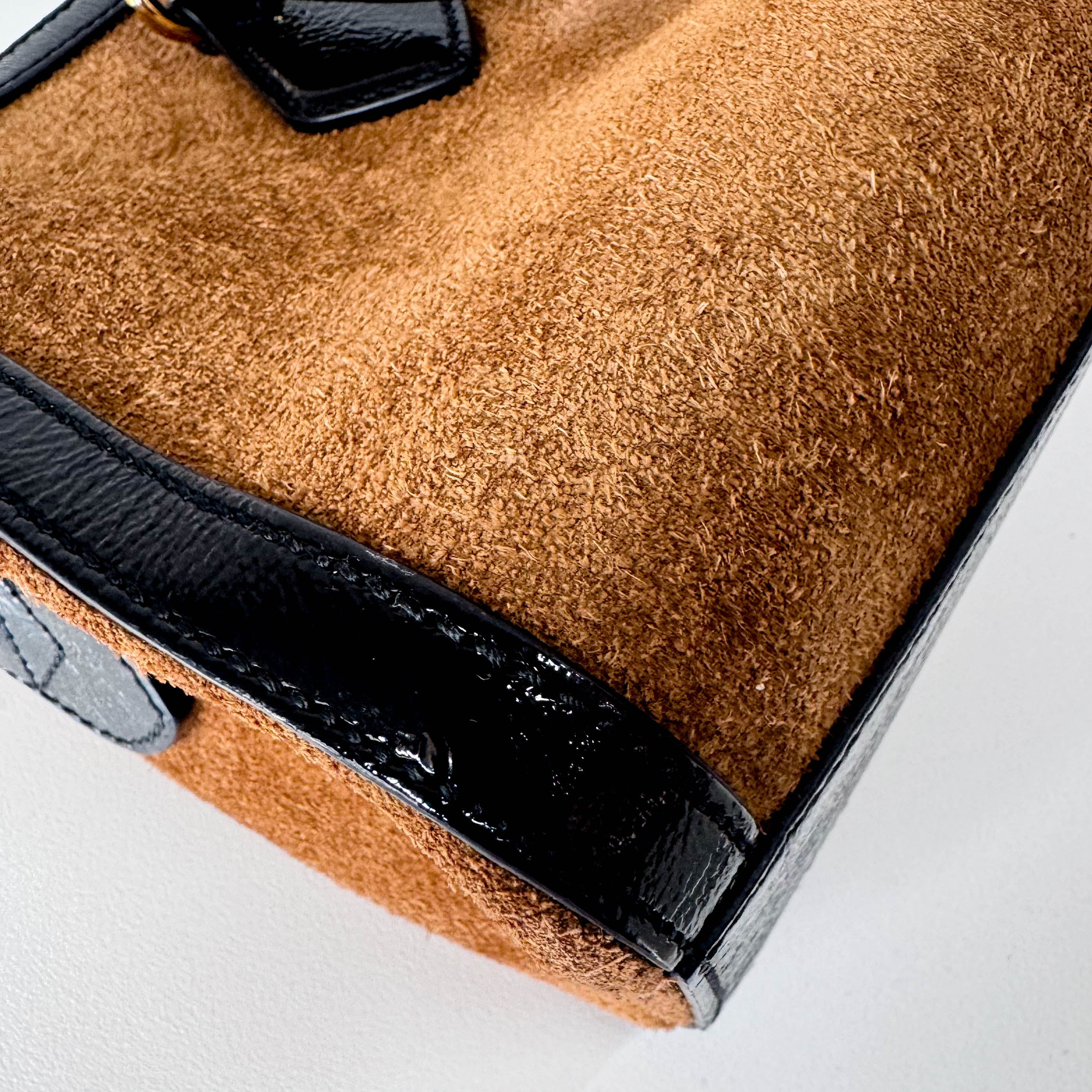 Ophidia Brown Suede Top Hanlde Bag