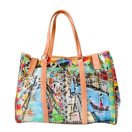 Transparent Venezia Print Vinyl Plastic Bag