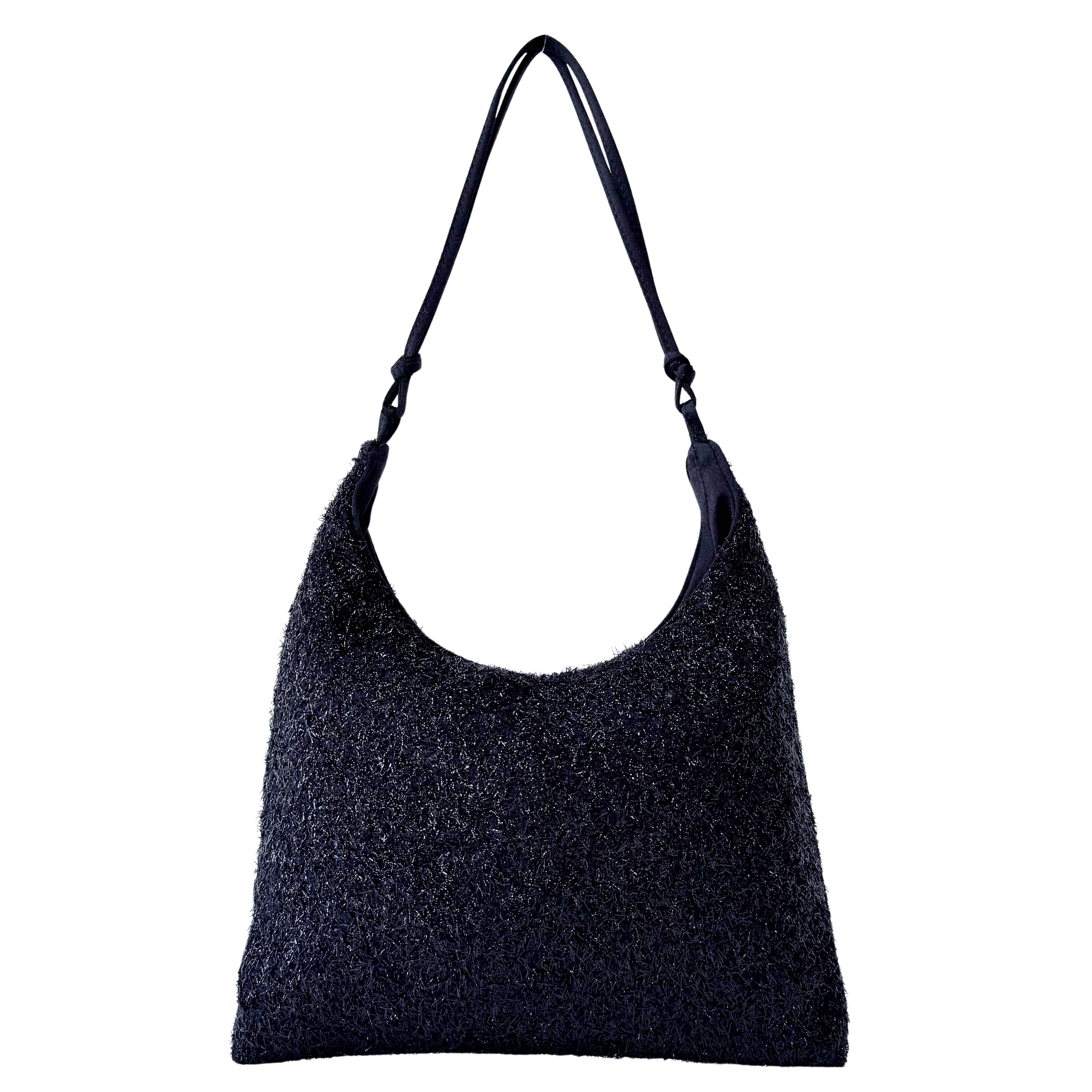 Black Satin Sparkles Shoulder Bag