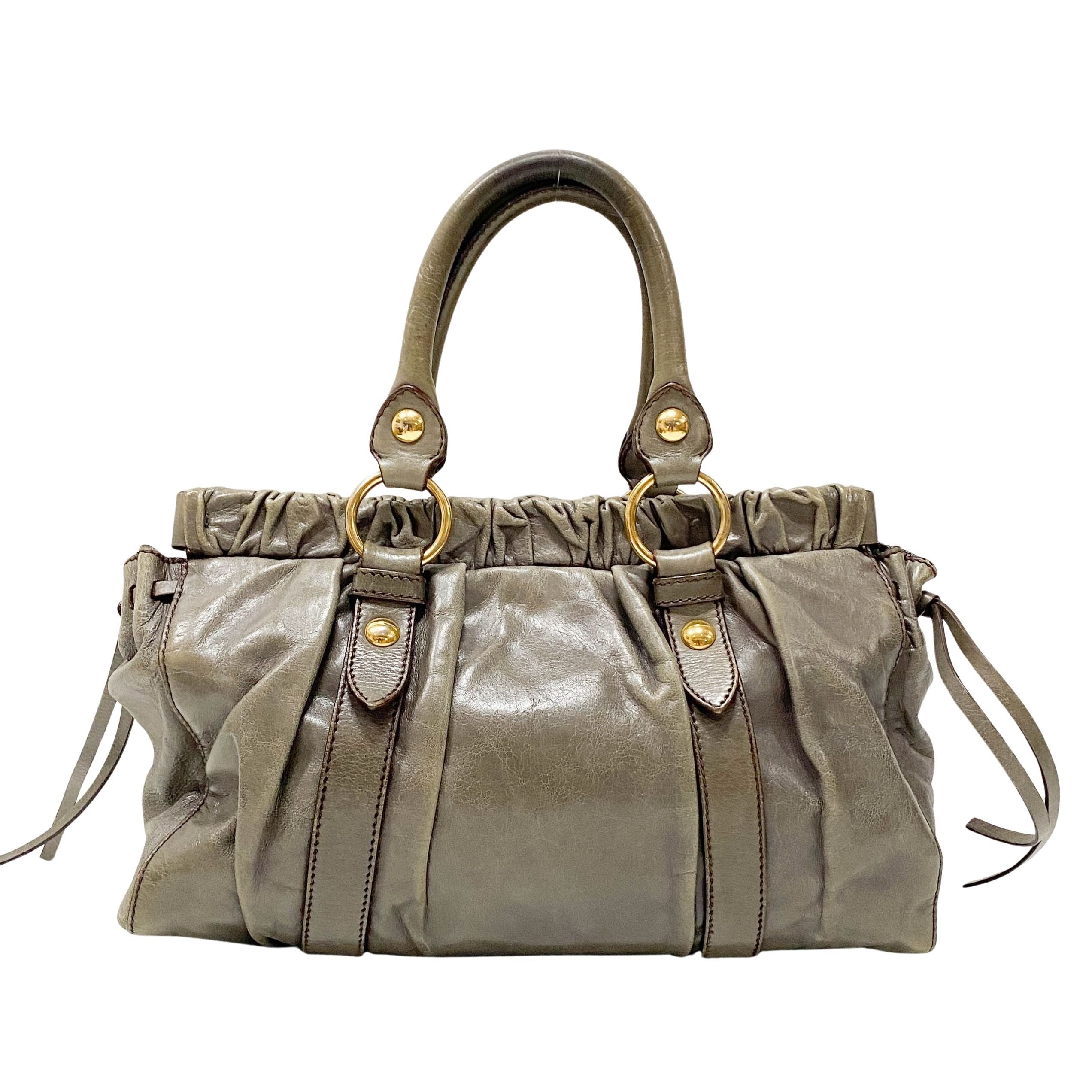 Vitello Grey Leather Bag