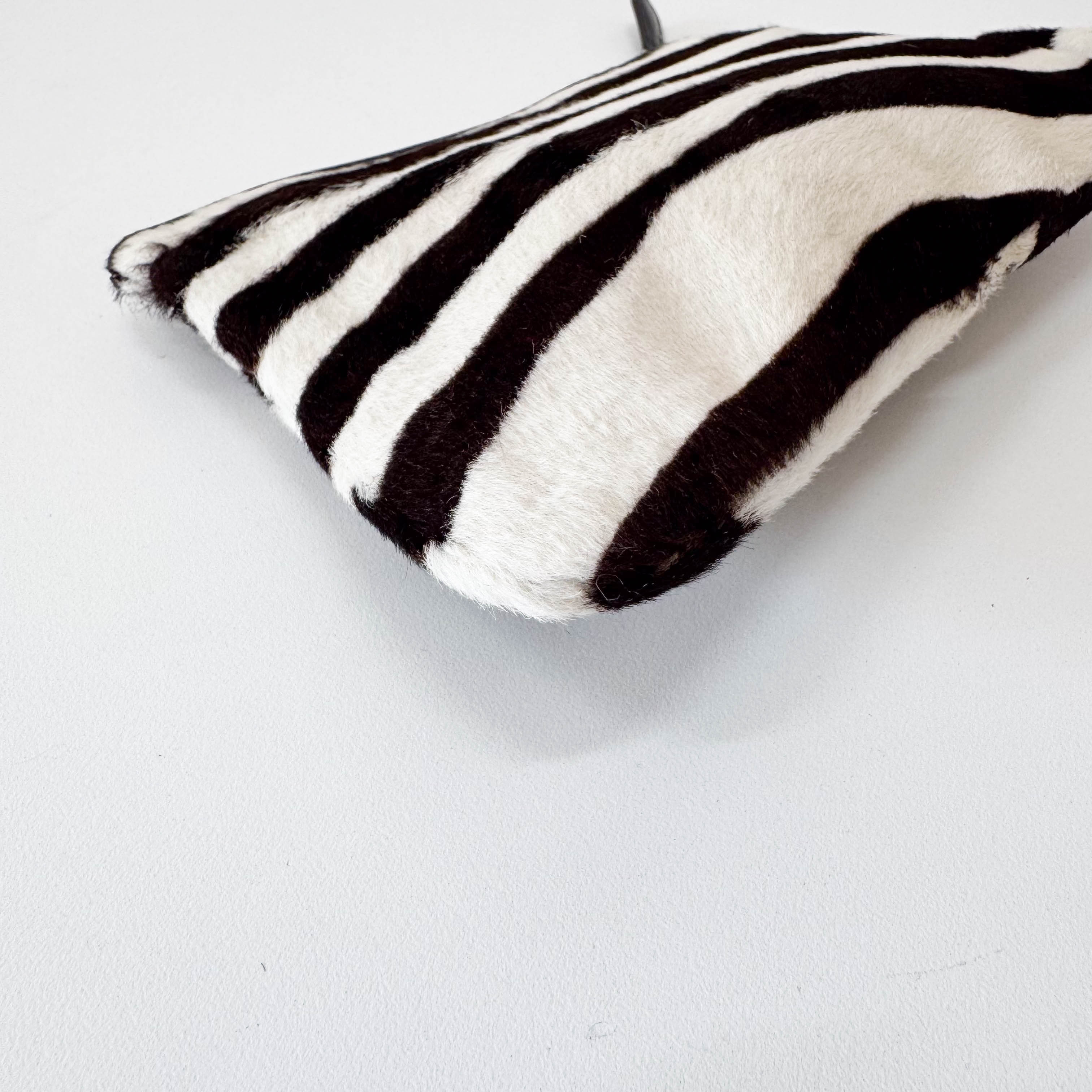 Zebra Print Pony Hair Clutch  Bag