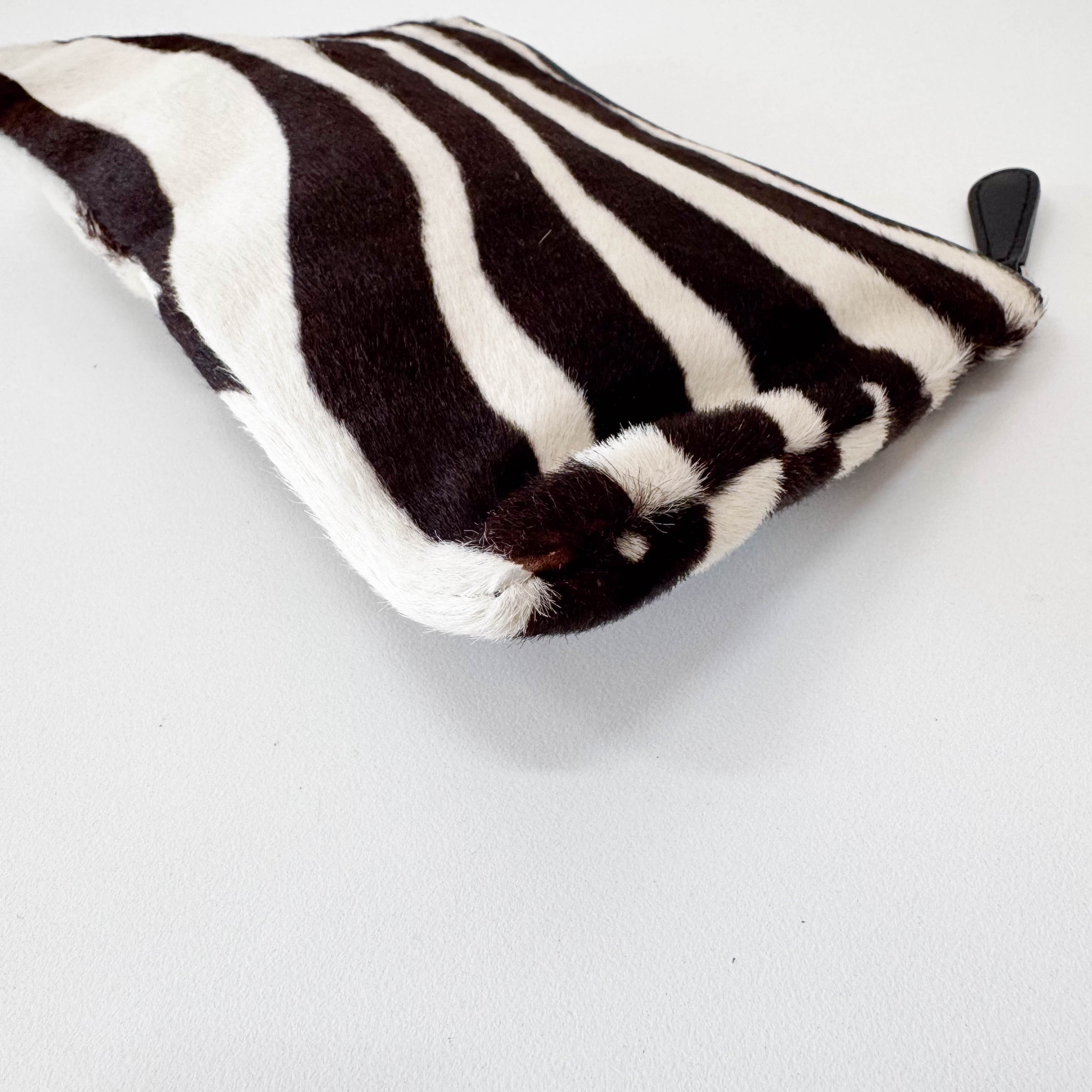 Zebra Print Pony Hair Clutch  Bag