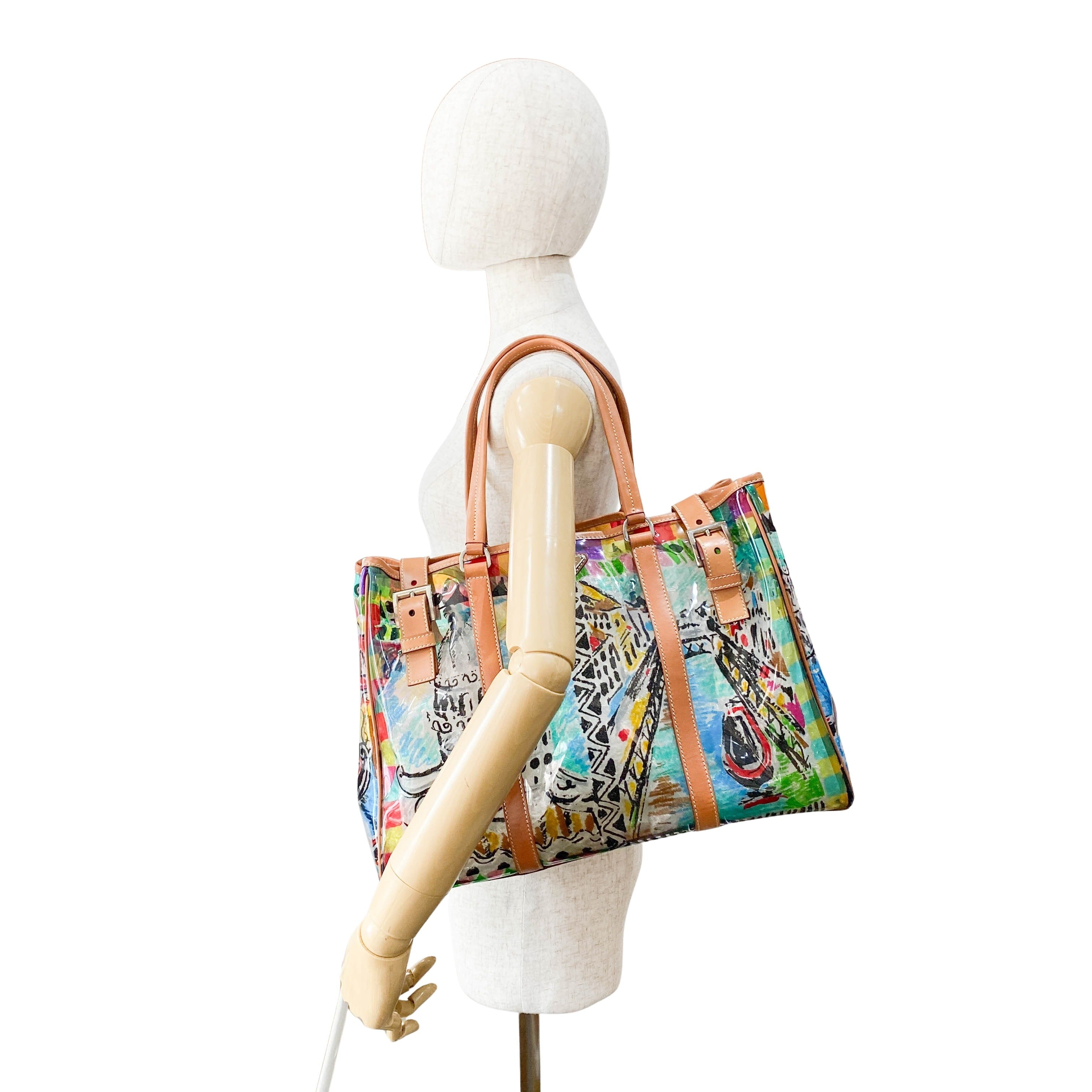 Transparent Venezia Print Vinyl Plastic Bag