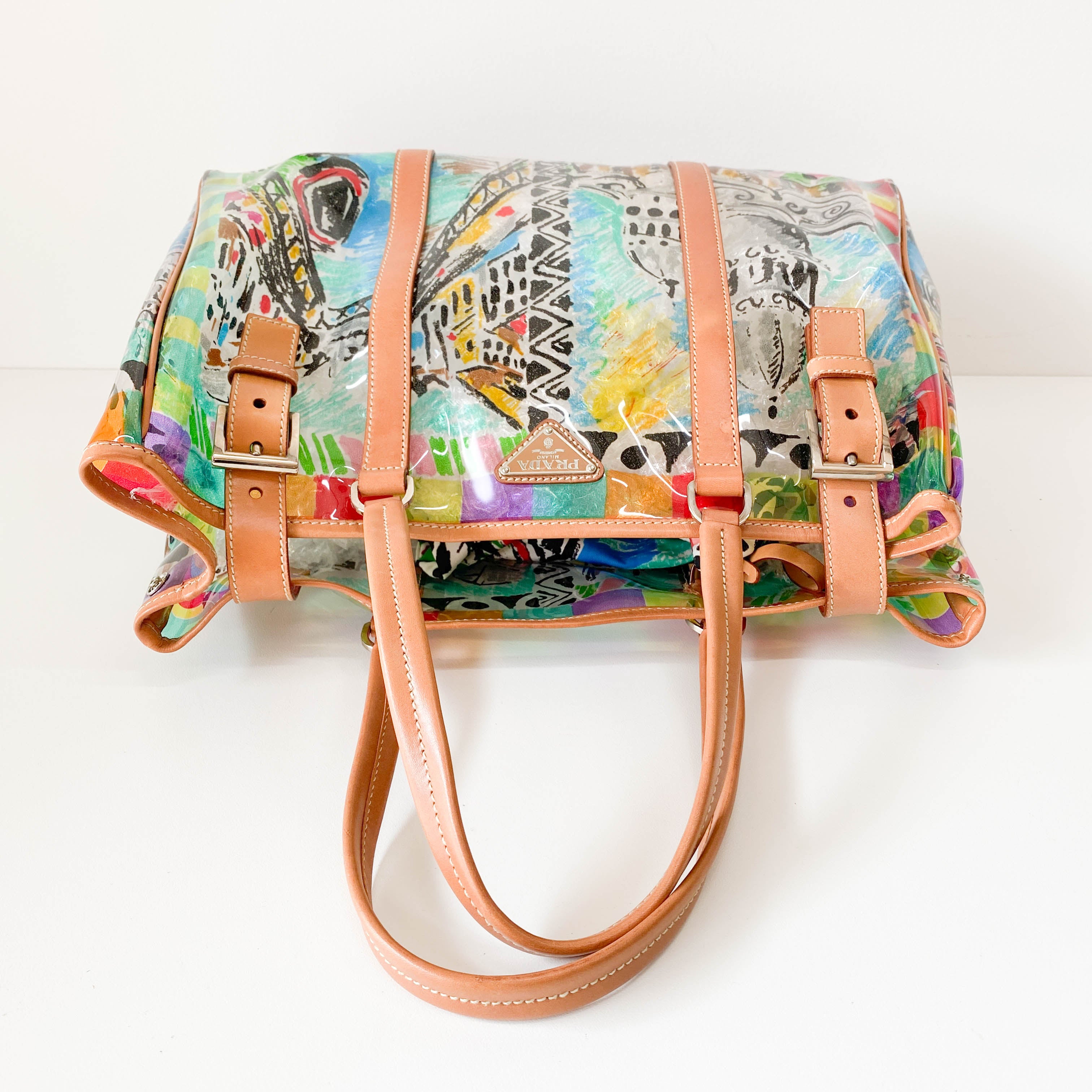 Transparent Venezia Print Vinyl Plastic Bag