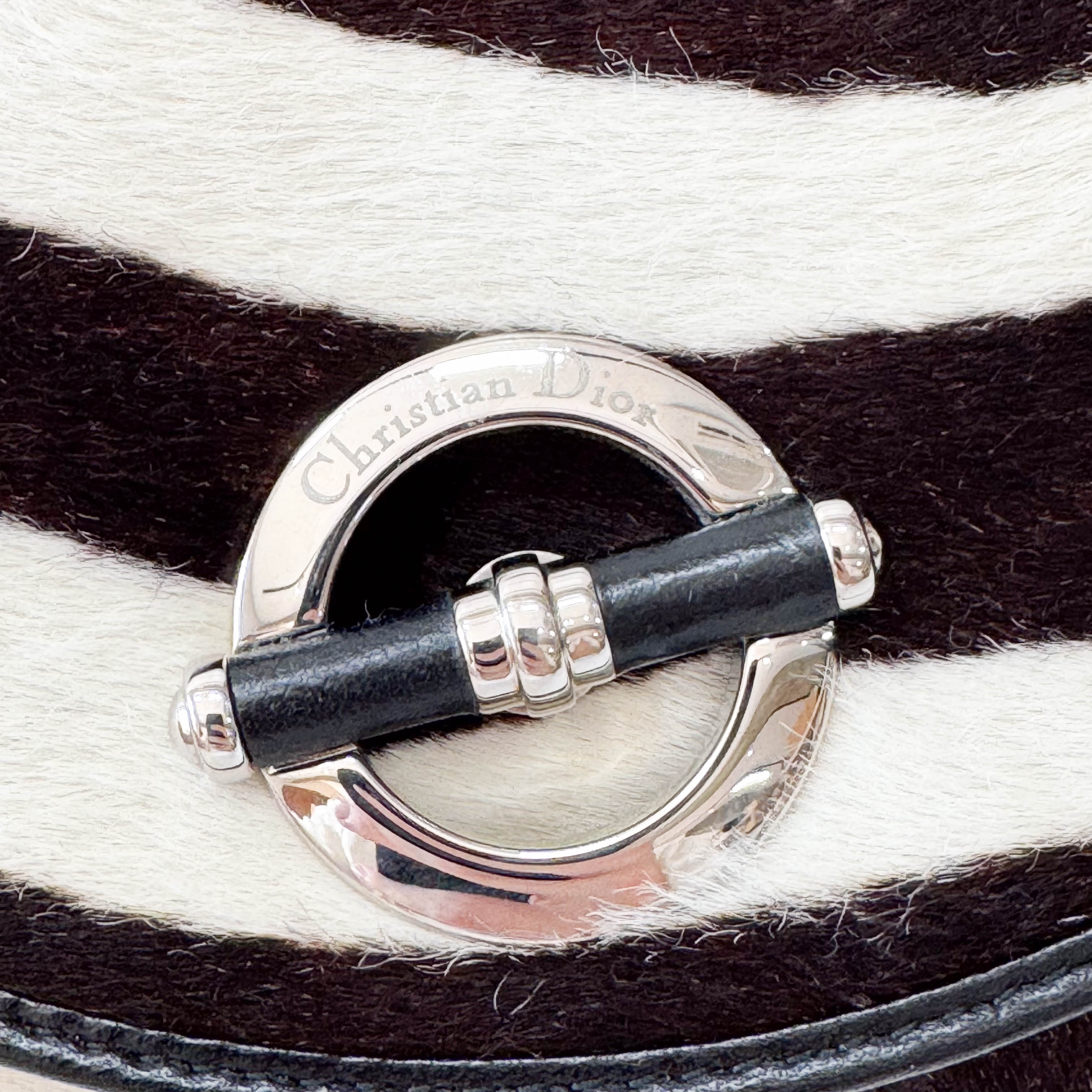 Zebra Print Pony Hair Clutch  Bag