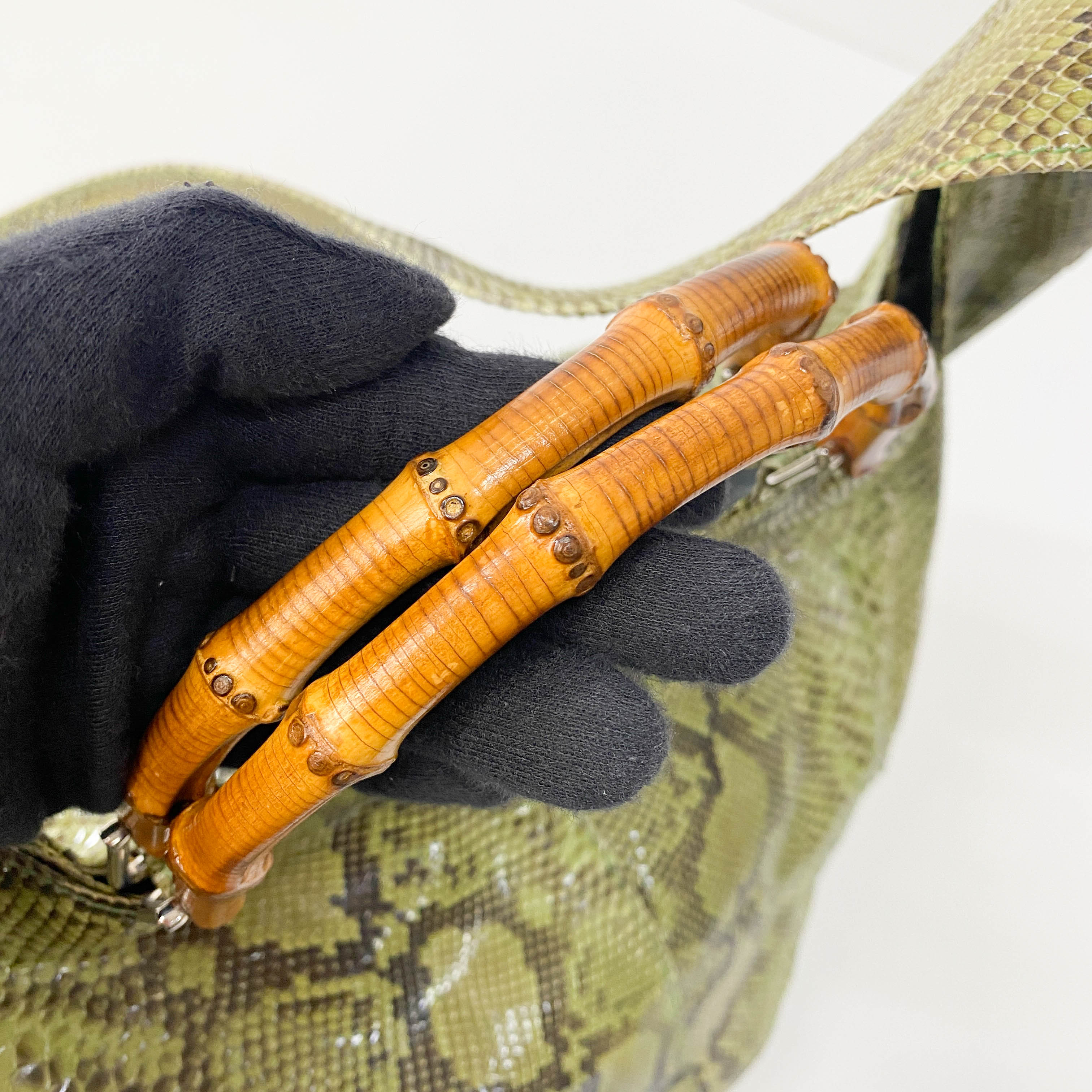 1996SS Tom Ford Era Bamboo Green Leather Bag