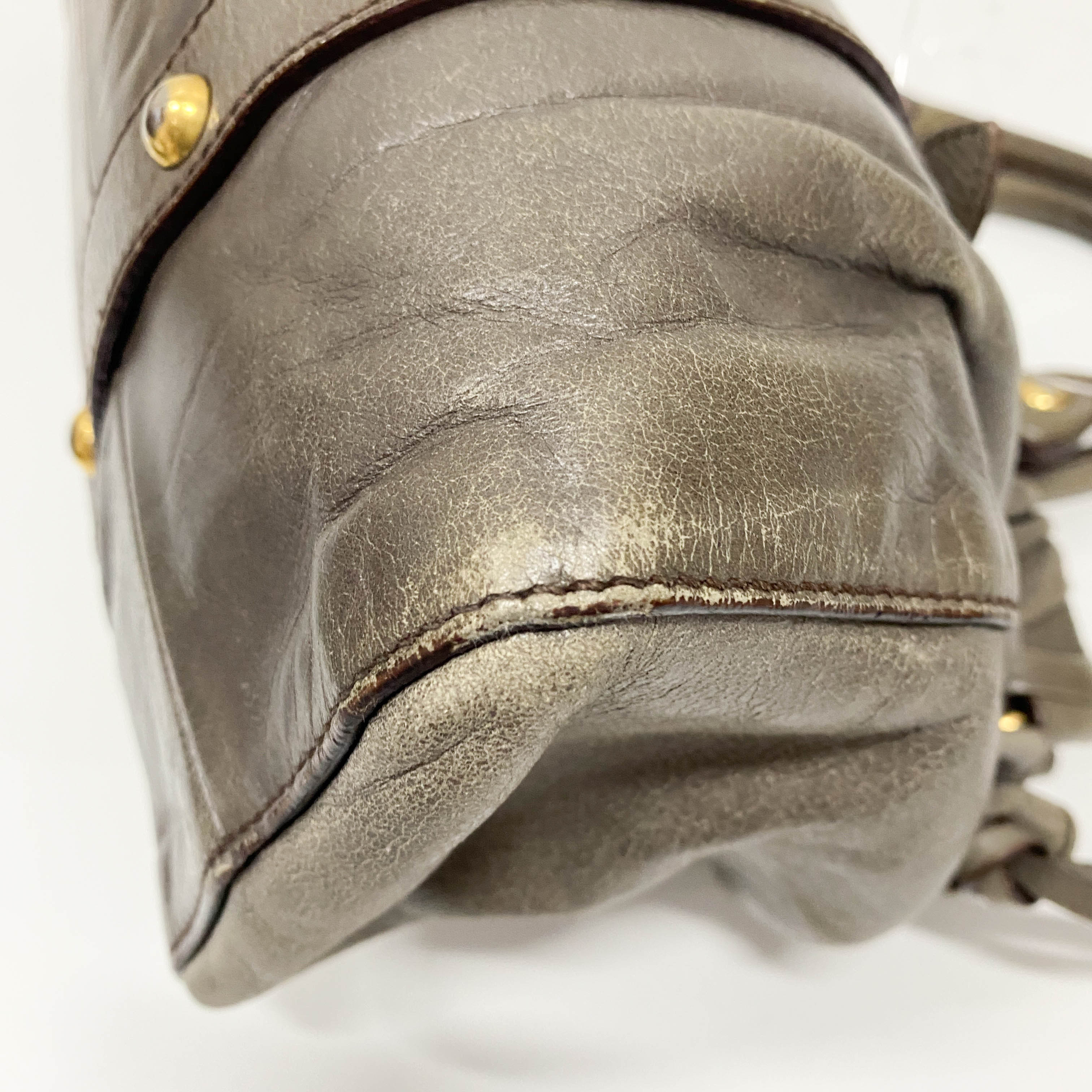 Vitello Grey Leather Bag