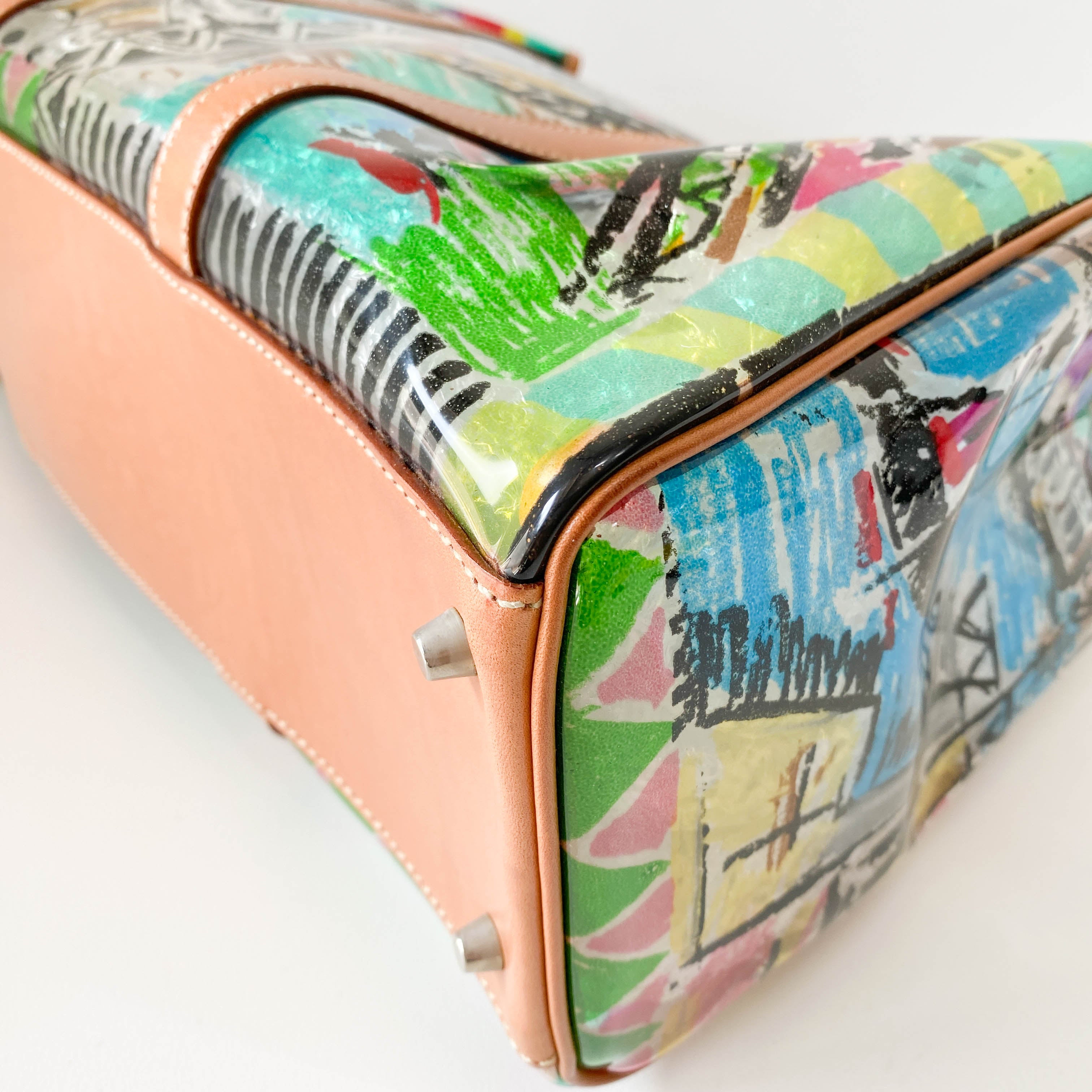 Transparent Venezia Print Vinyl Plastic Bag