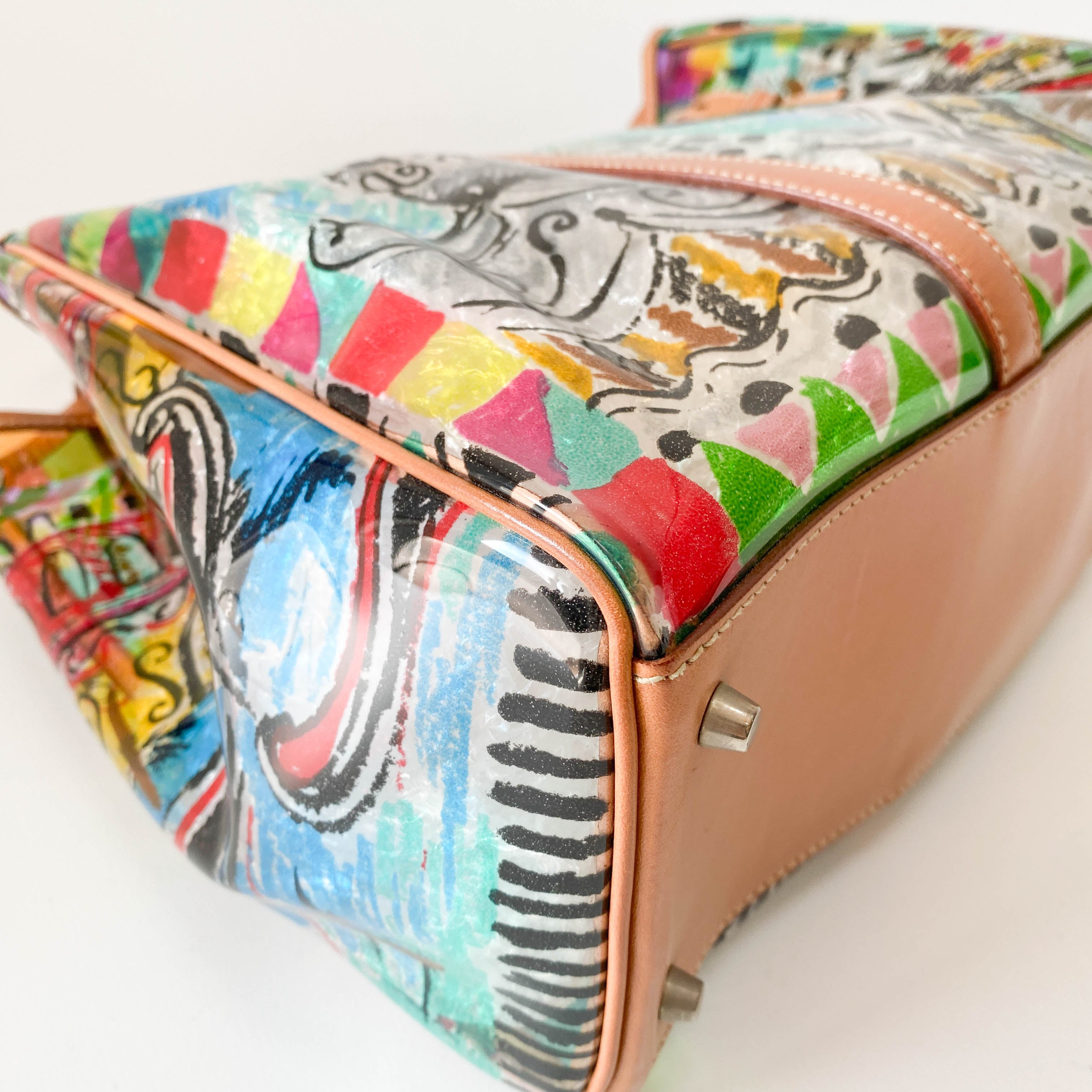 Transparent Venezia Print Vinyl Plastic Bag