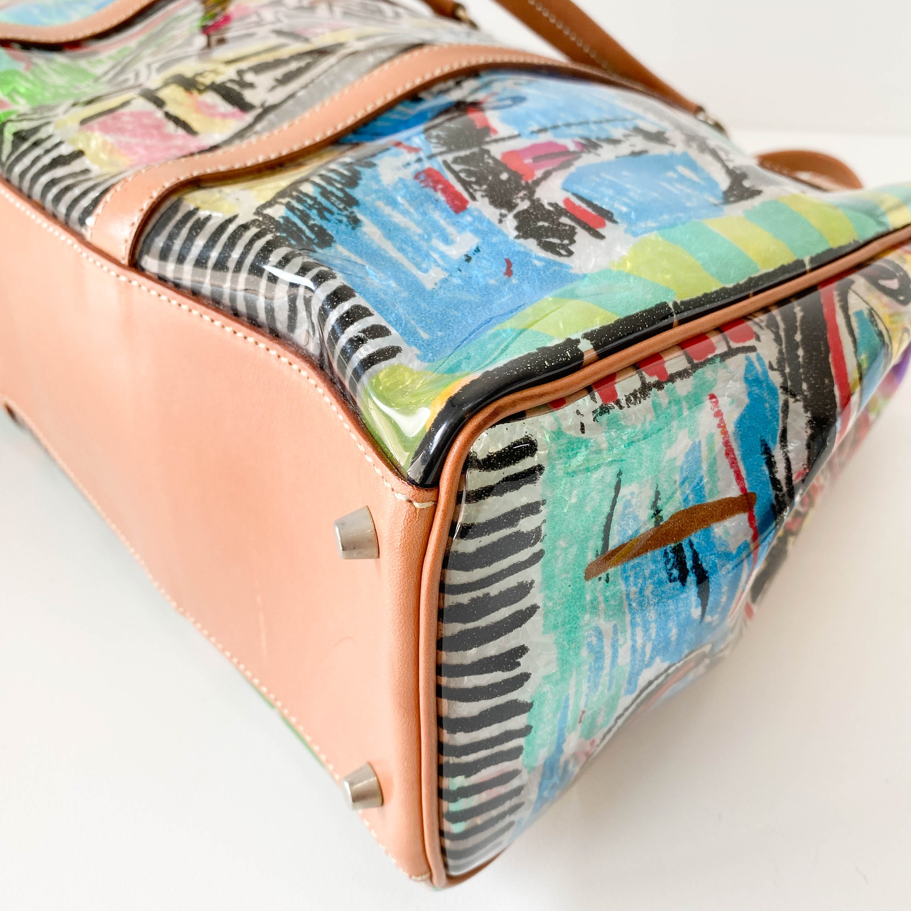 Transparent Venezia Print Vinyl Plastic Bag