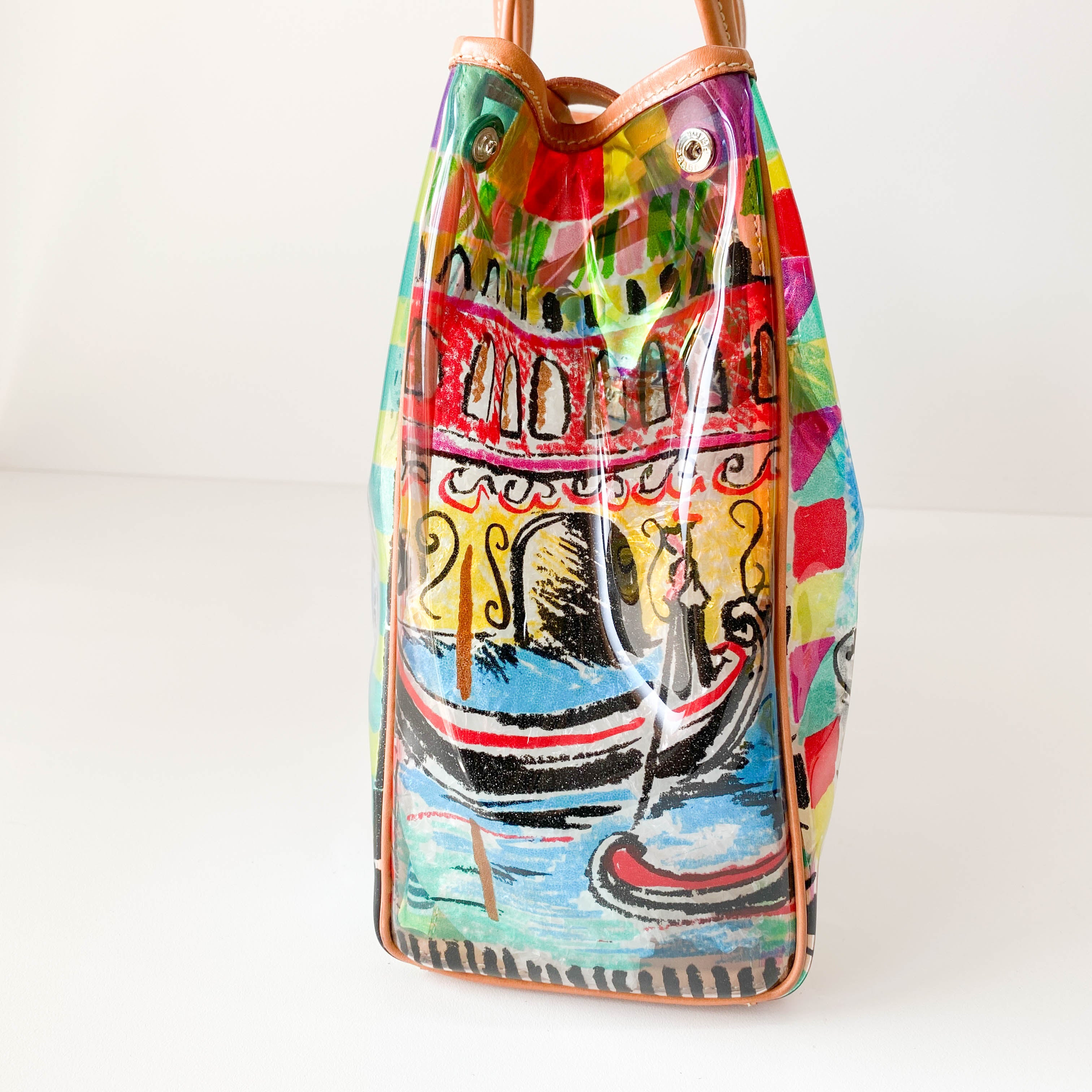 Transparent Venezia Print Vinyl Plastic Bag