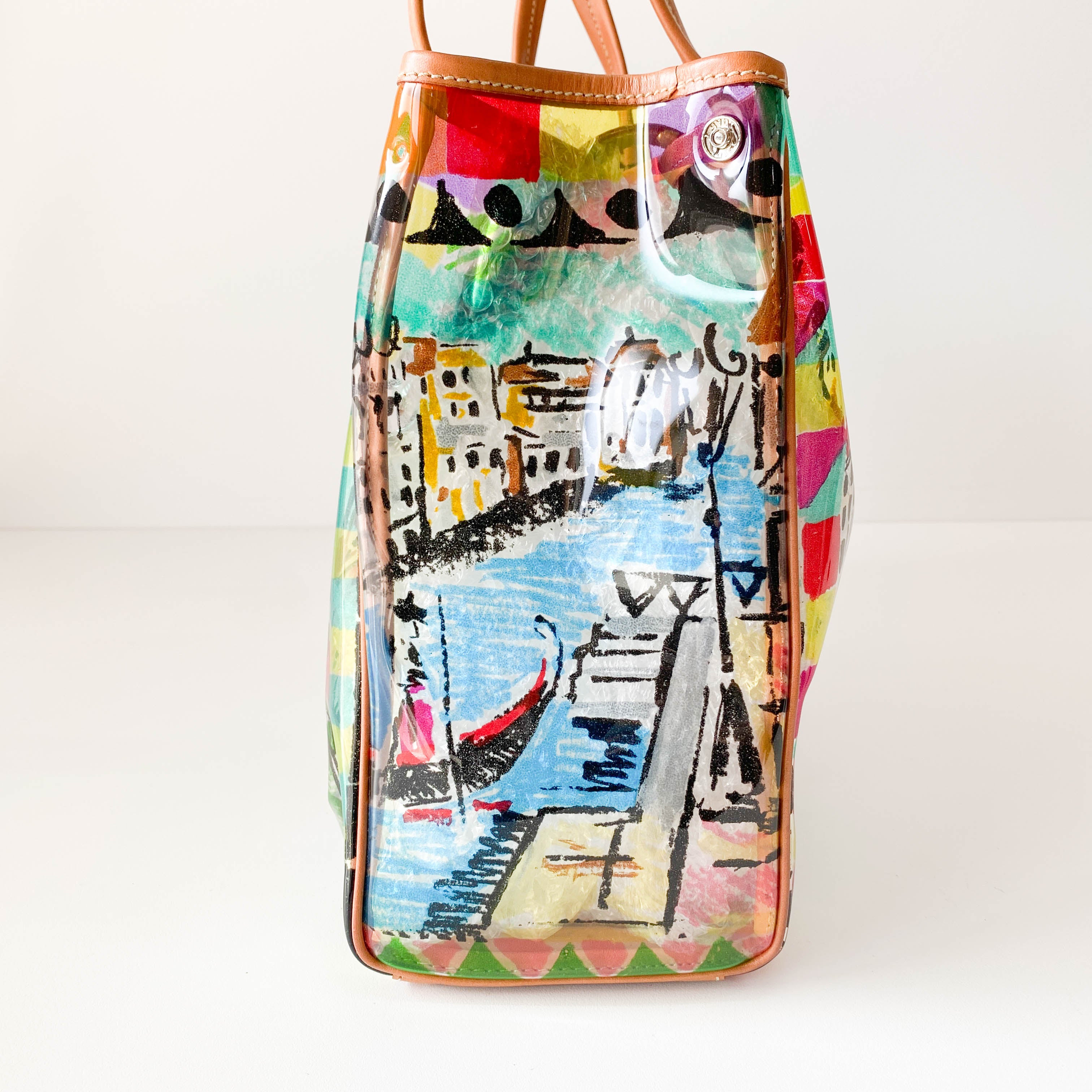 Transparent Venezia Print Vinyl Plastic Bag