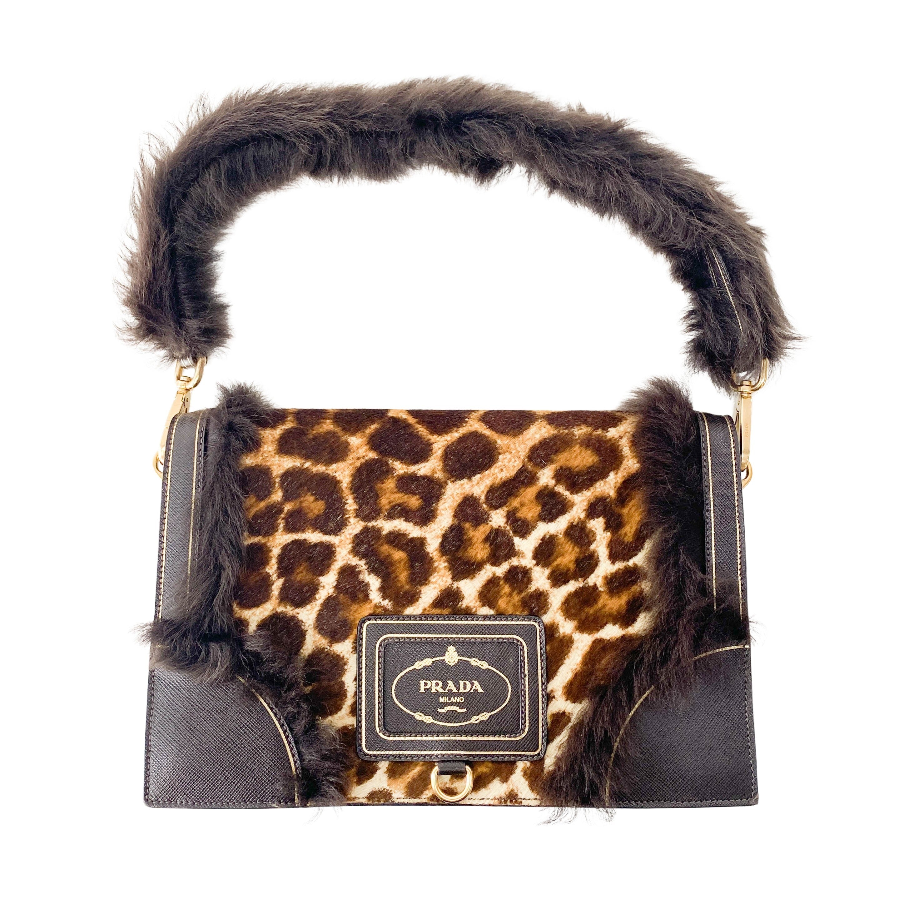 Leopard Print and Fur Stripe Bag