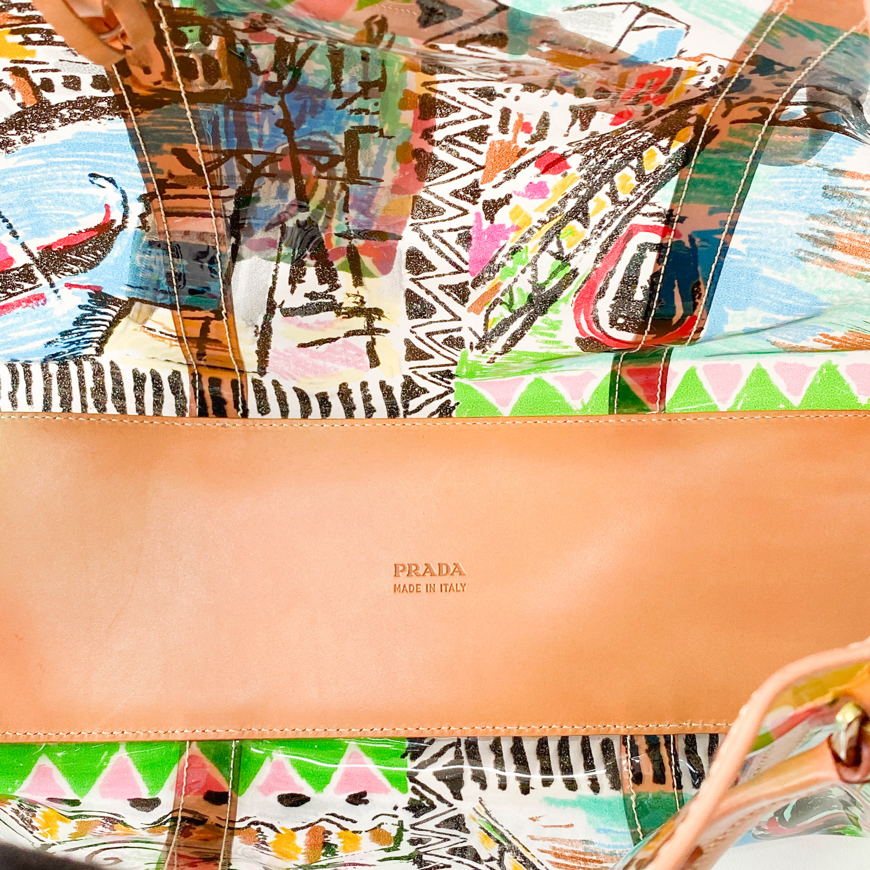 Transparent Venezia Print Vinyl Plastic Bag