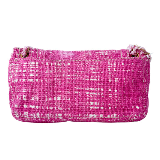 Pink Sound Lock Tweed Shoulder Bag