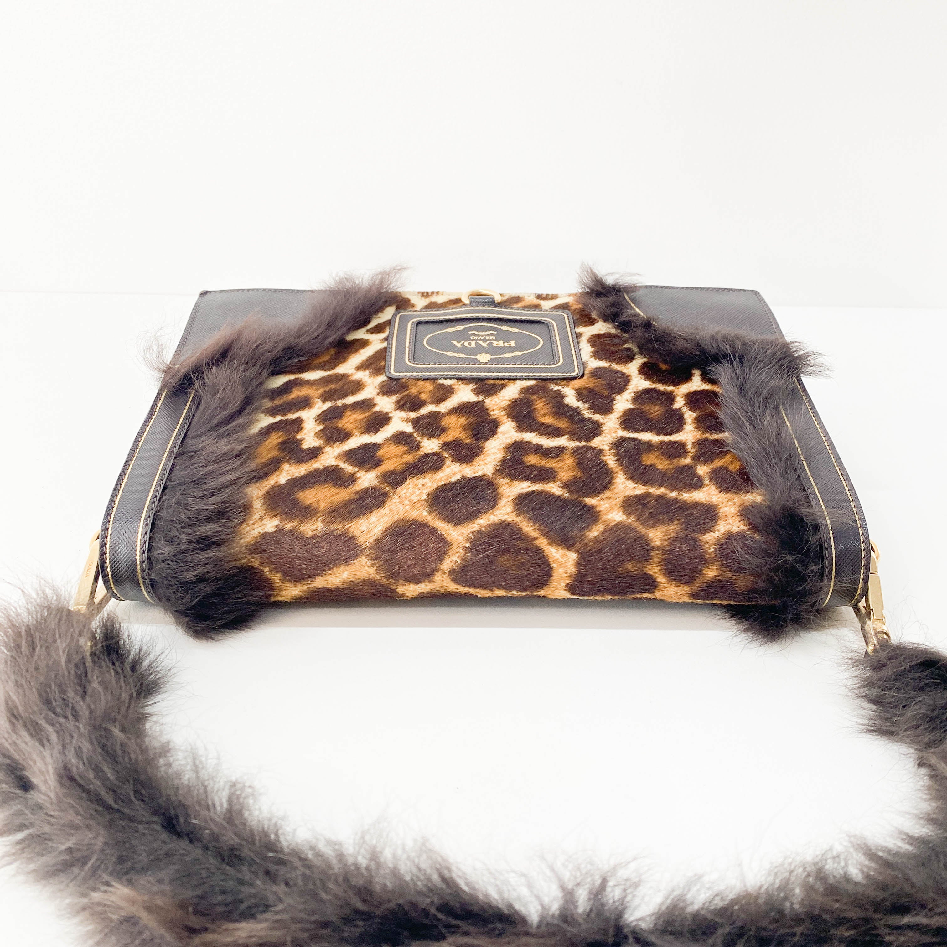 Leopard Print and Fur Stripe Bag