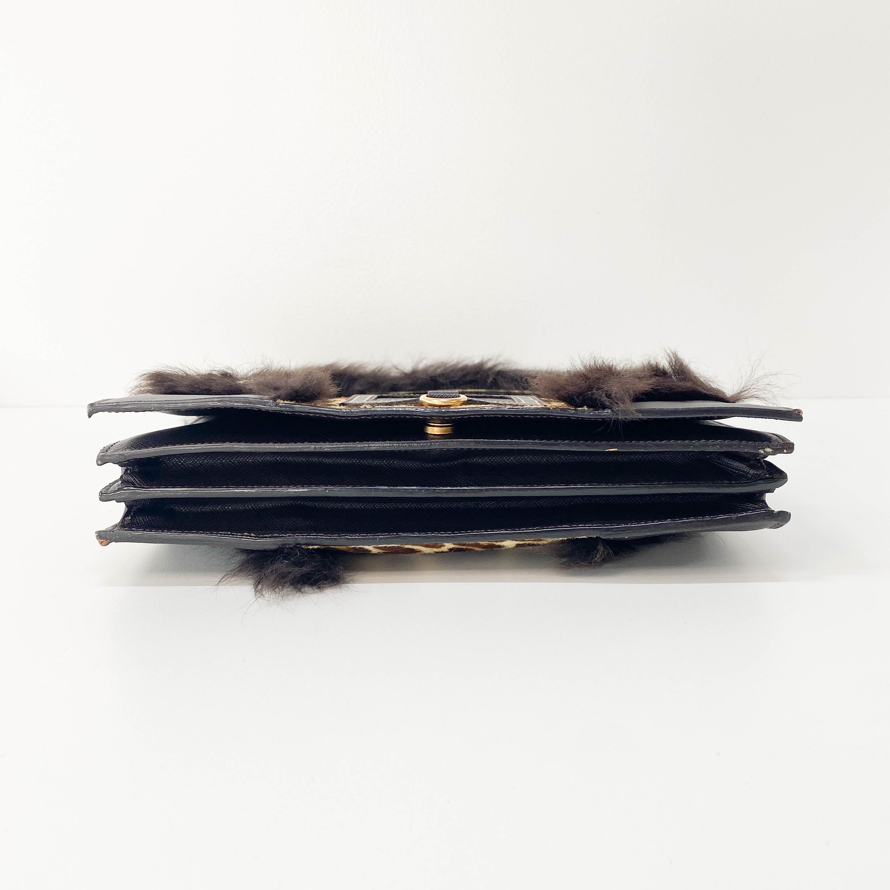 Leopard Print and Fur Stripe Bag