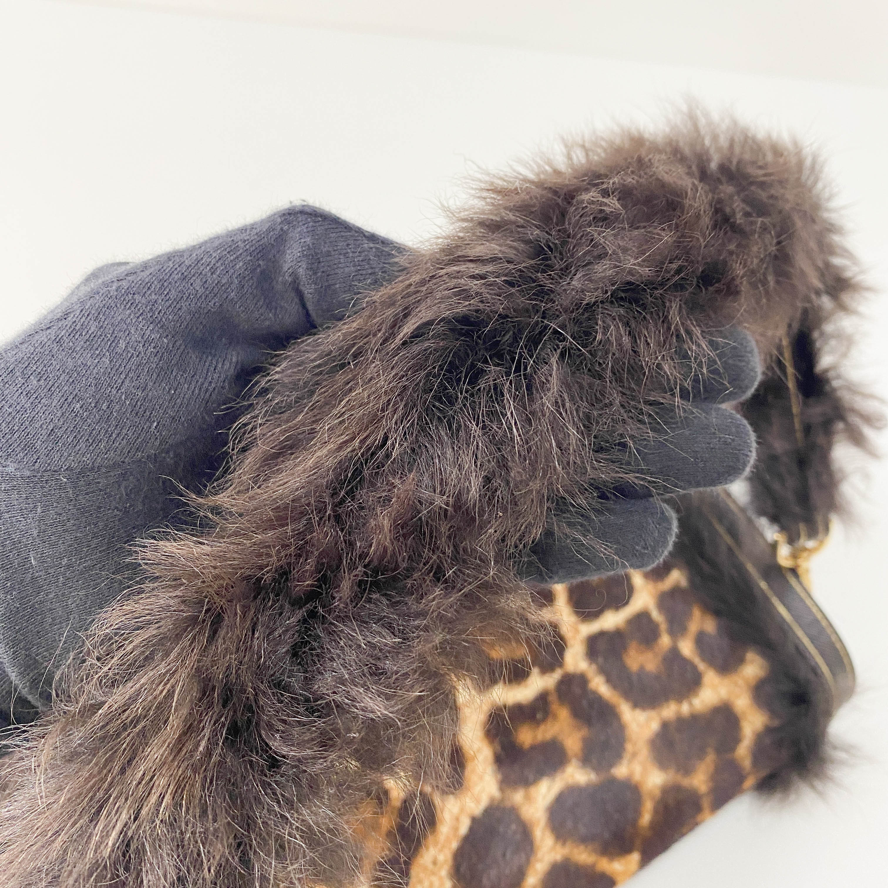 Leopard Print and Fur Stripe Bag