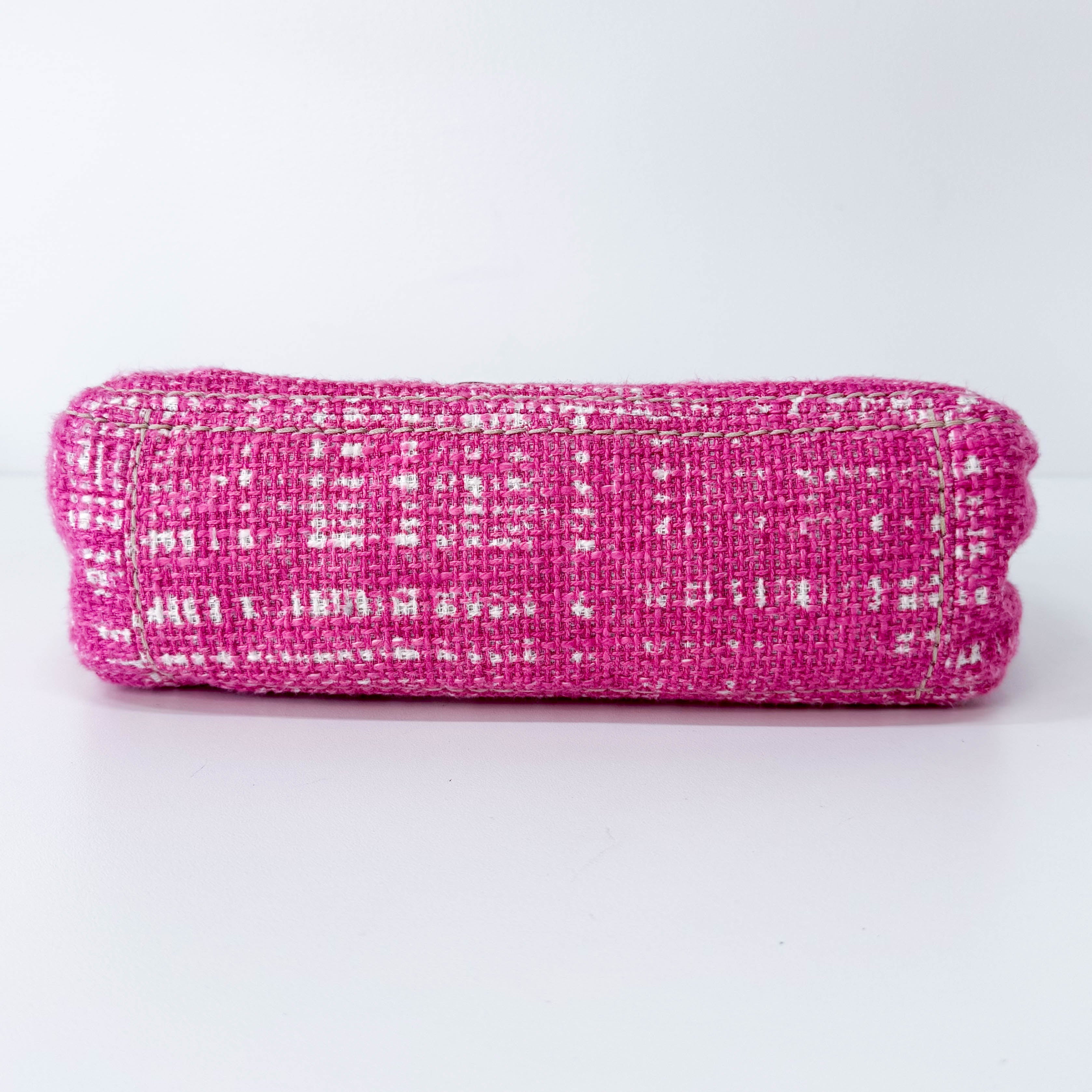 Pink Sound Lock Tweed Shoulder Bag