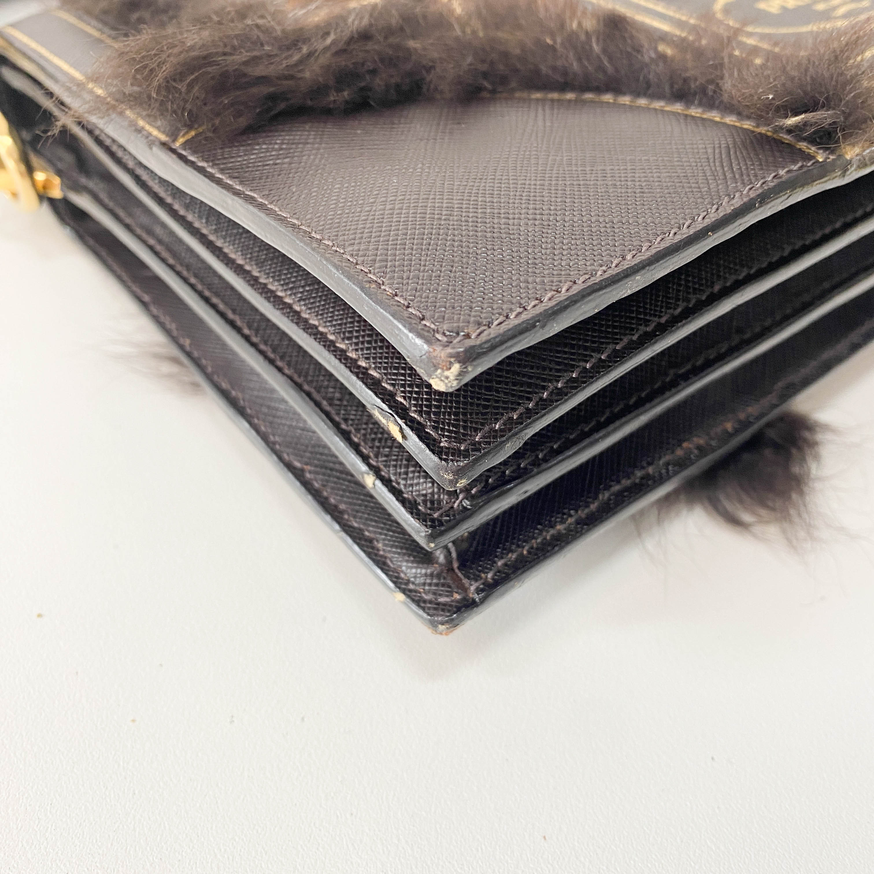 Leopard Print and Fur Stripe Bag