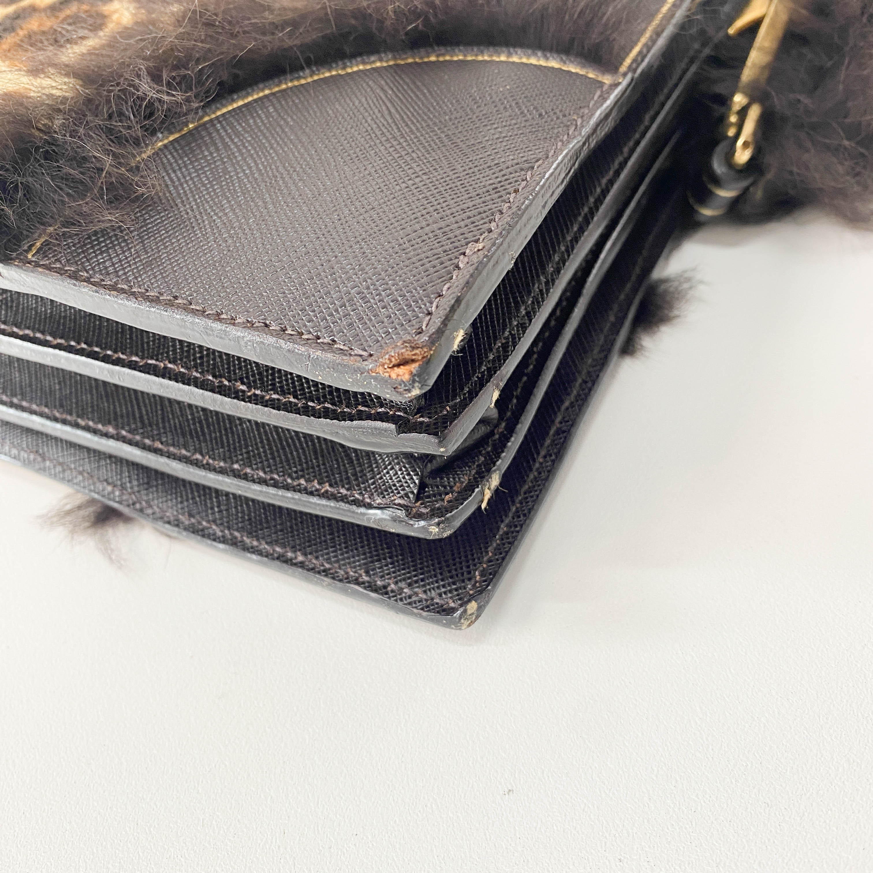 Leopard Print and Fur Stripe Bag