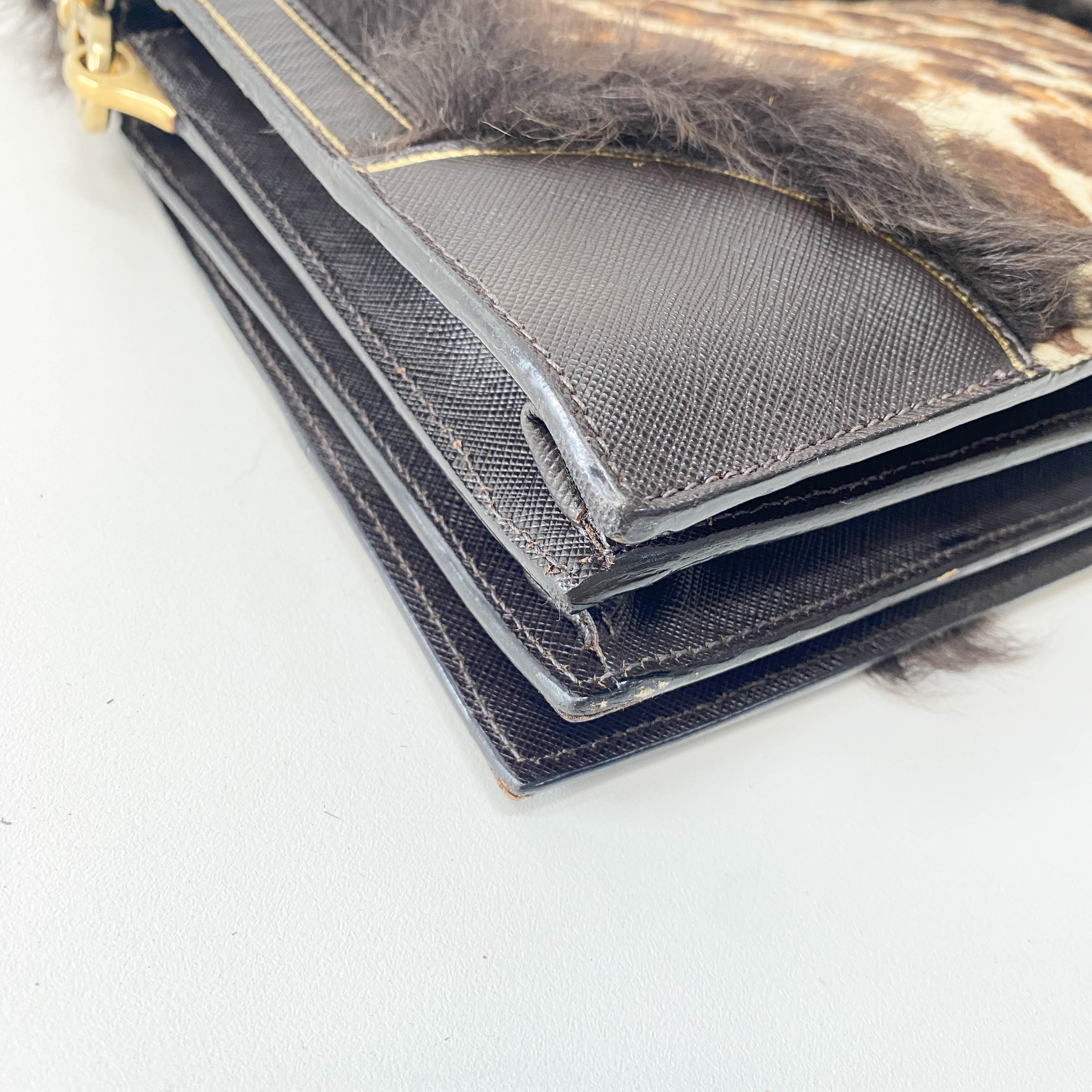 Leopard Print and Fur Stripe Bag